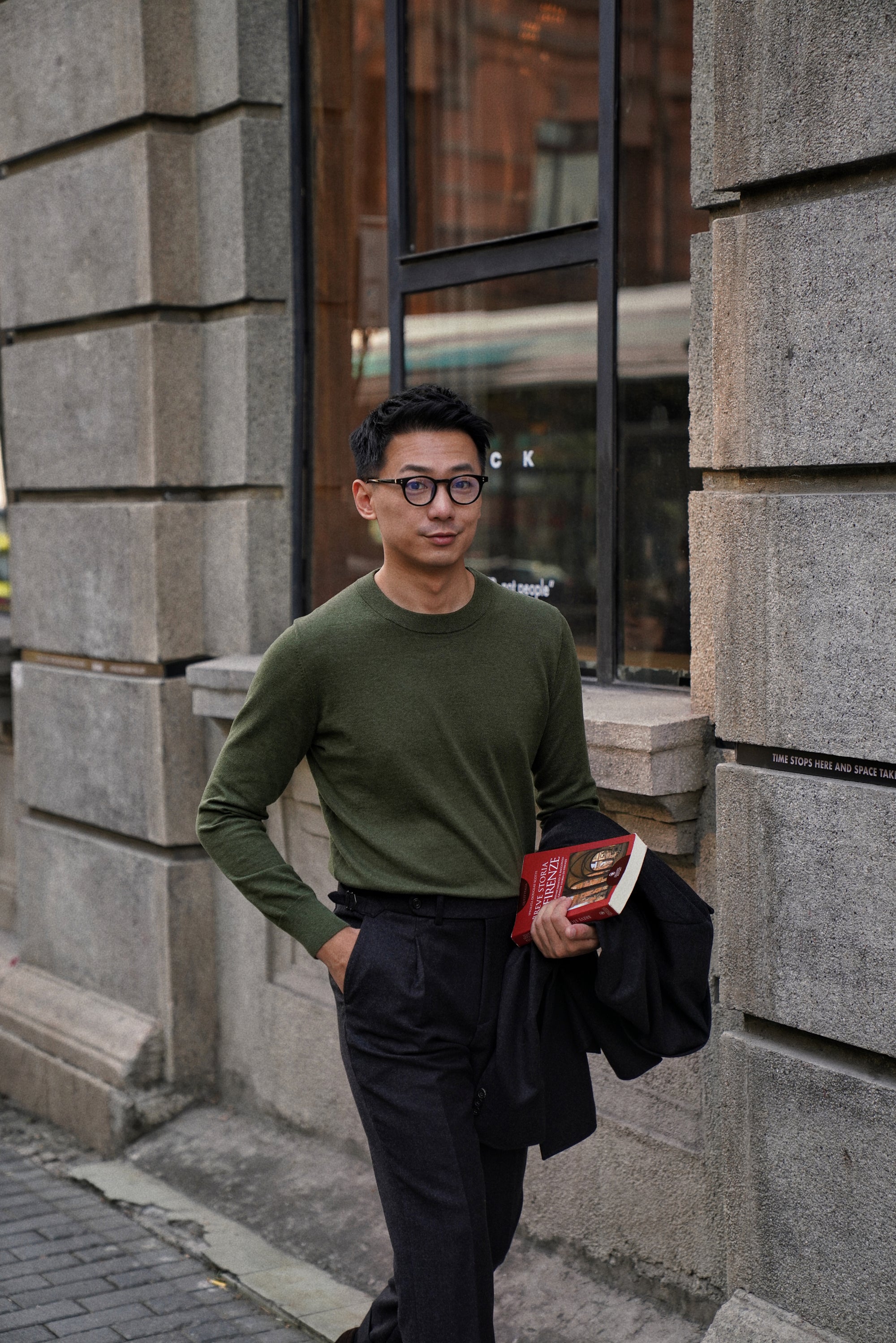 Olive Long Sleeve Crew Neck Jumper