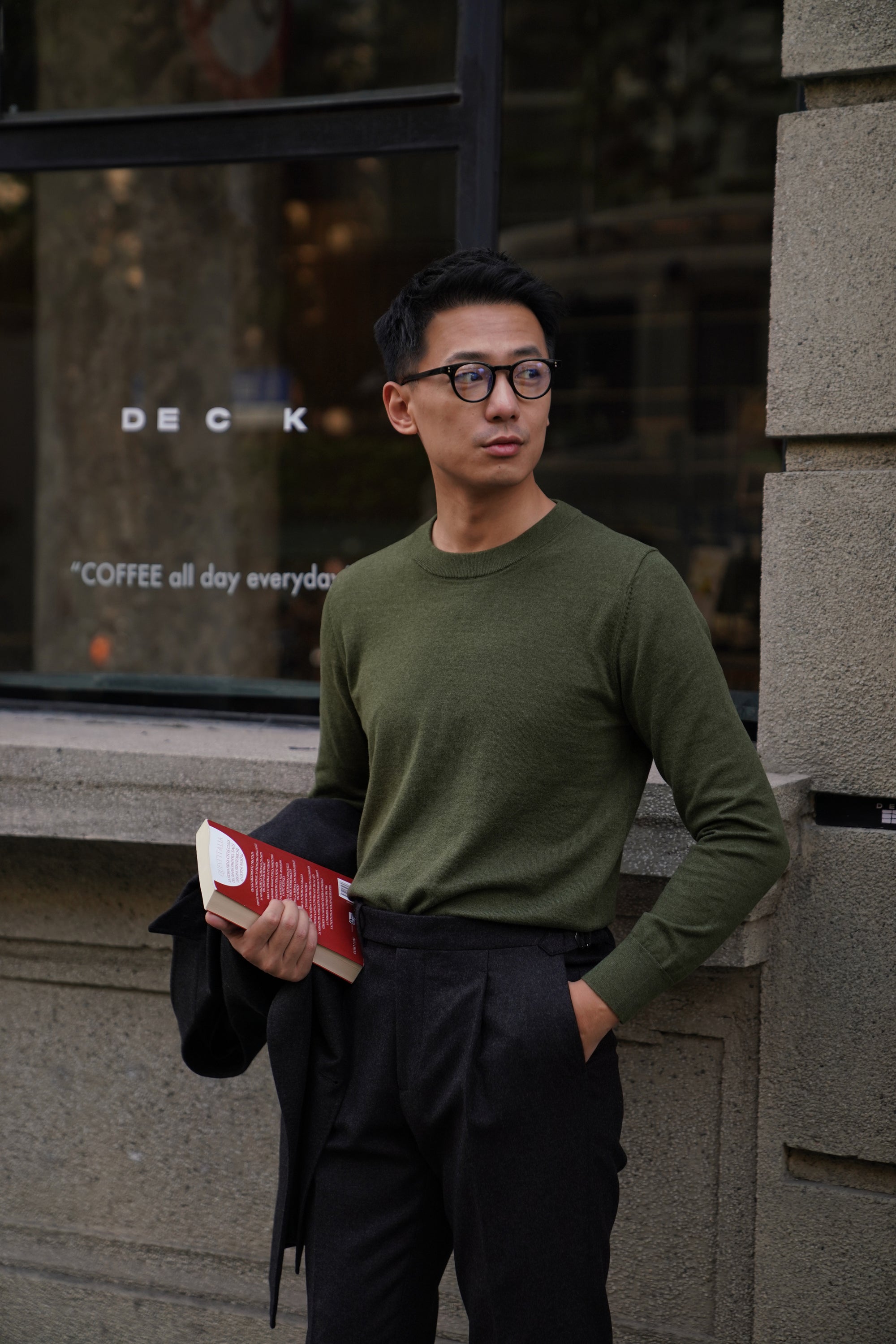 Olive Long Sleeve Crew Neck Jumper