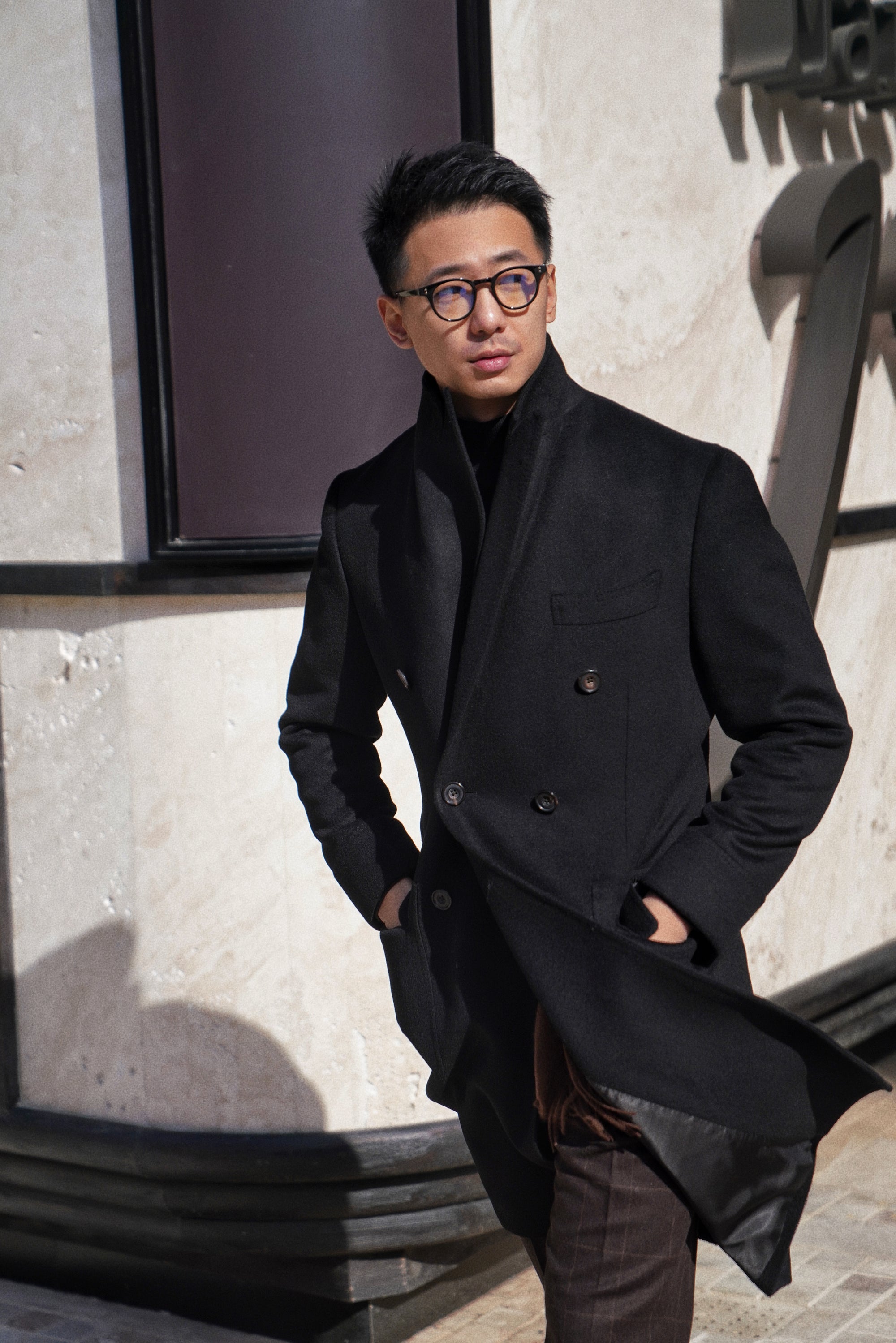 Black Wool Polo Coat