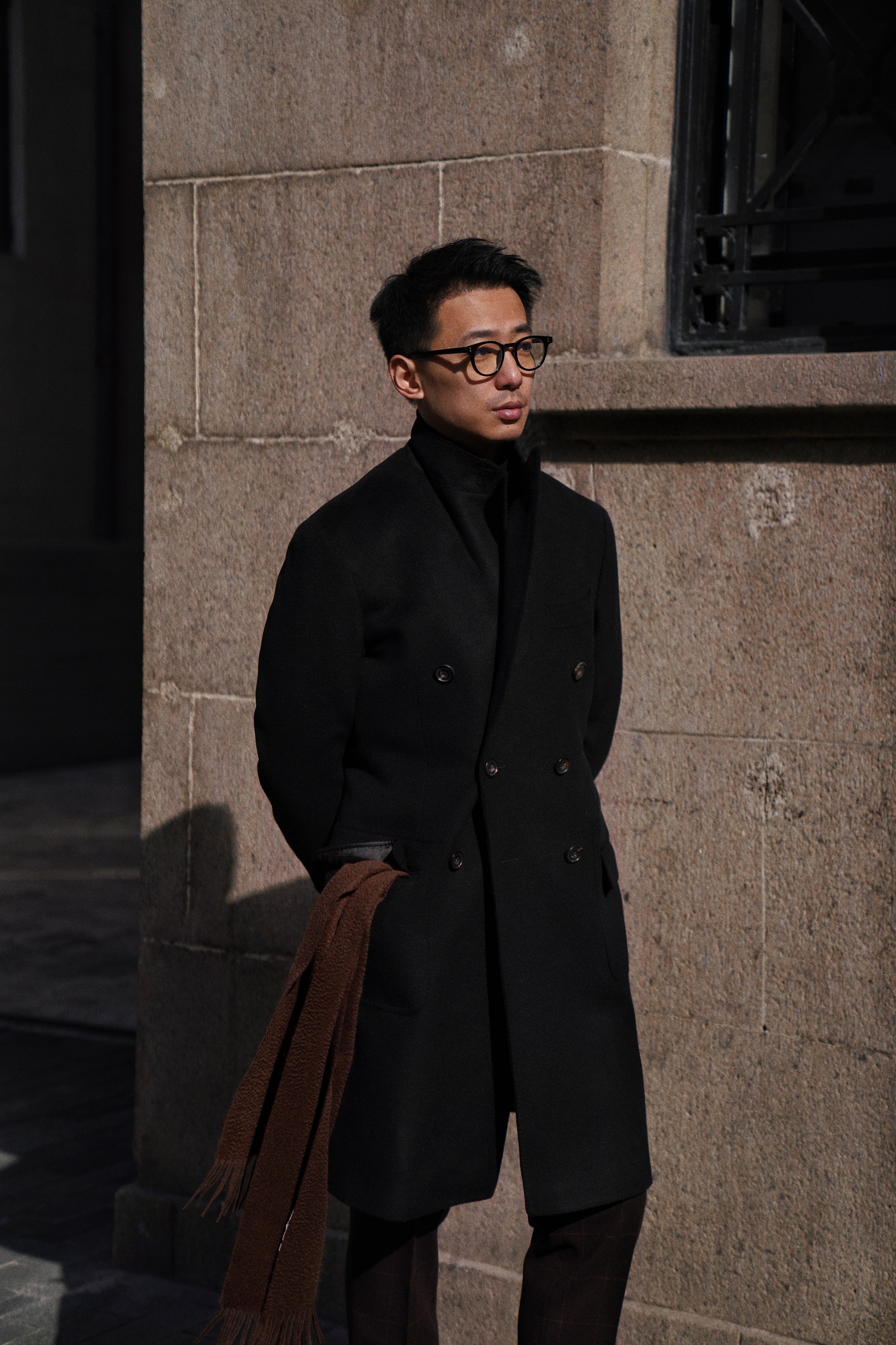 Black Wool Polo Coat