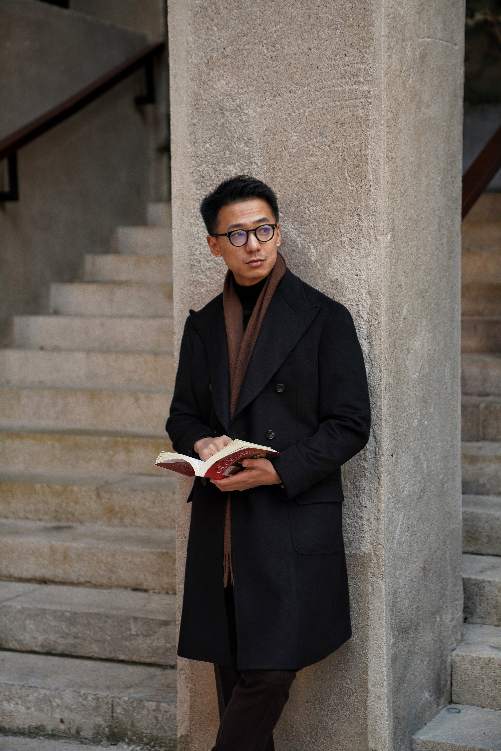 Black Wool Polo Coat