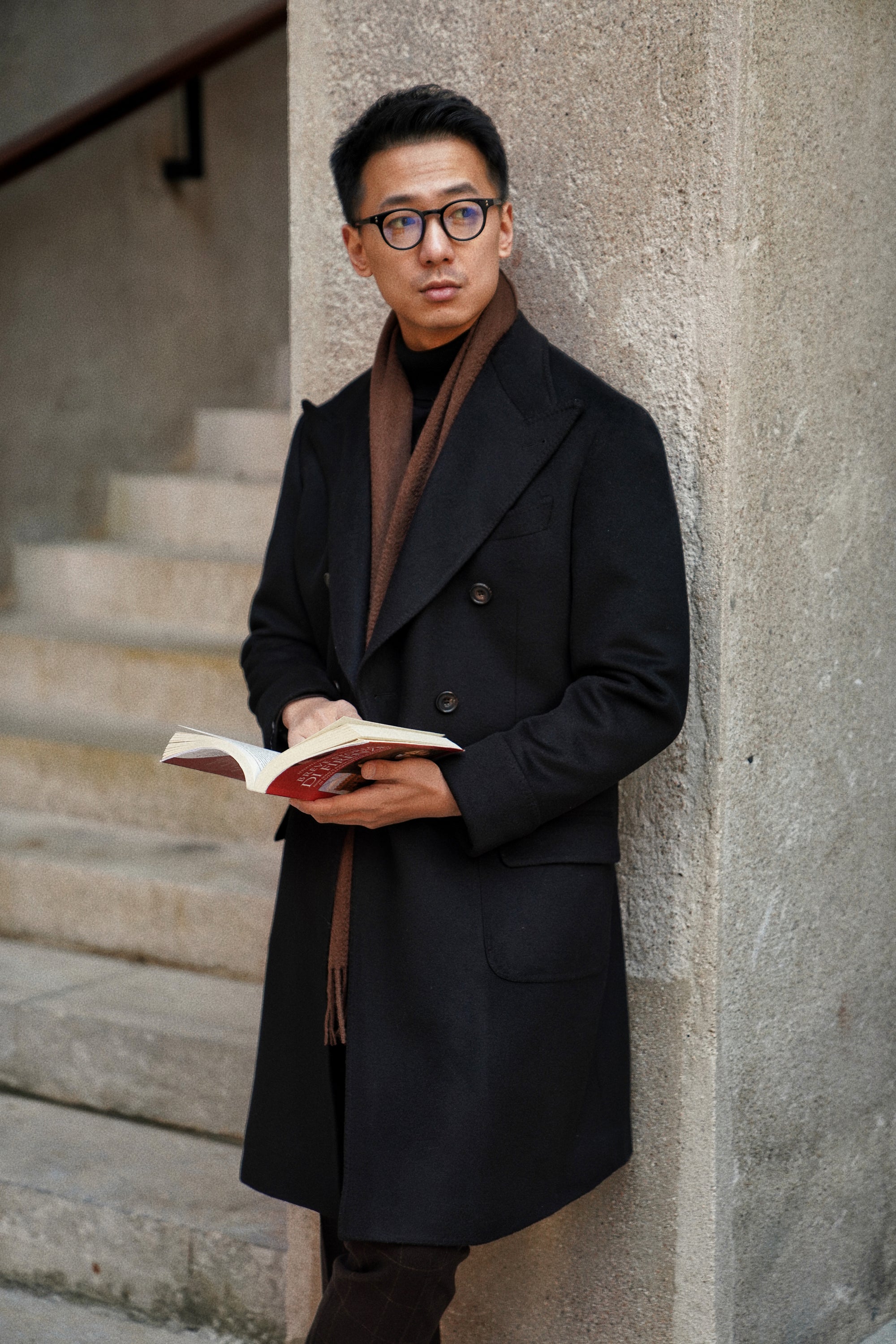 Black Wool Polo Coat