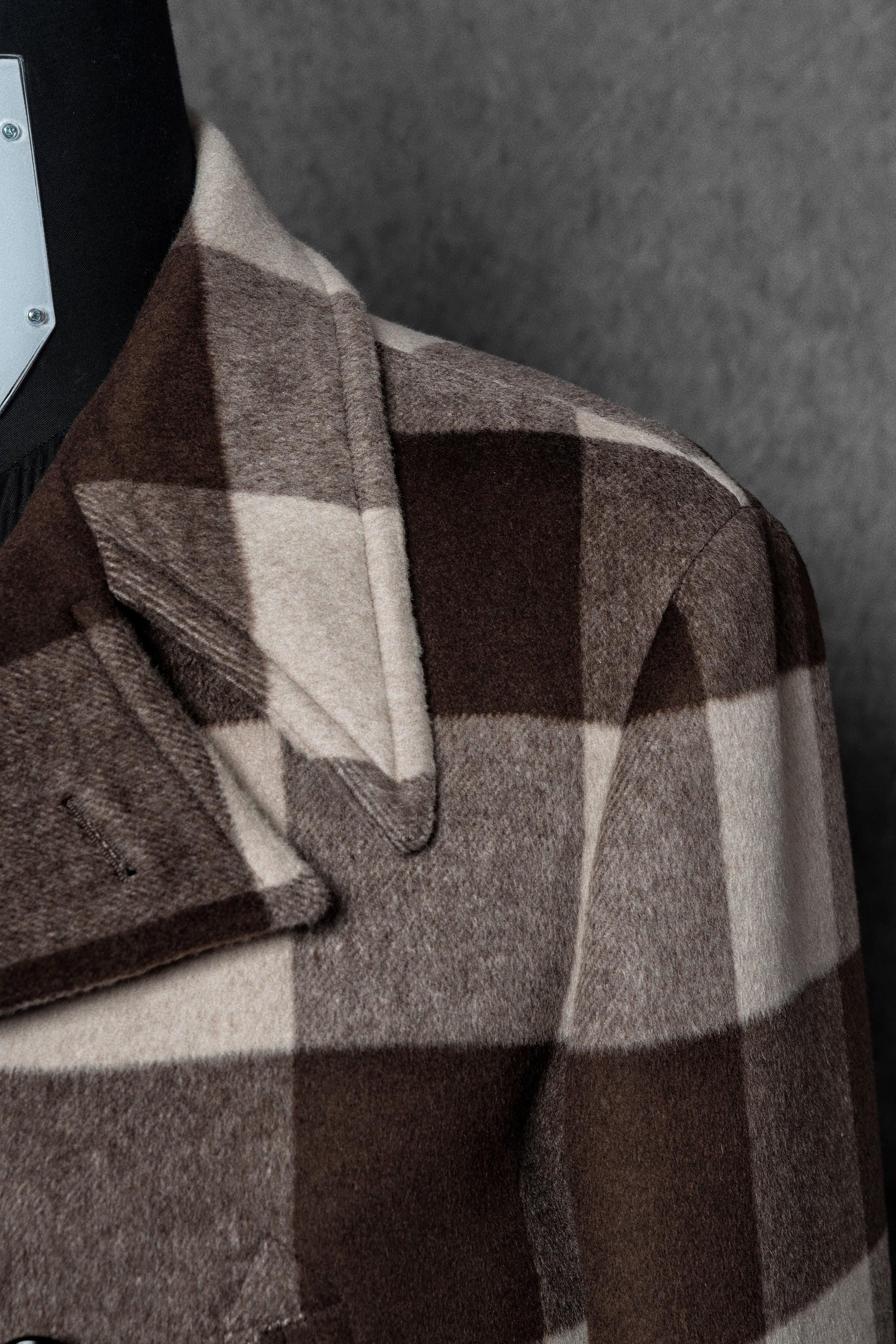 MTO Brown Plaid Wool Silk Cashmere Peacoat