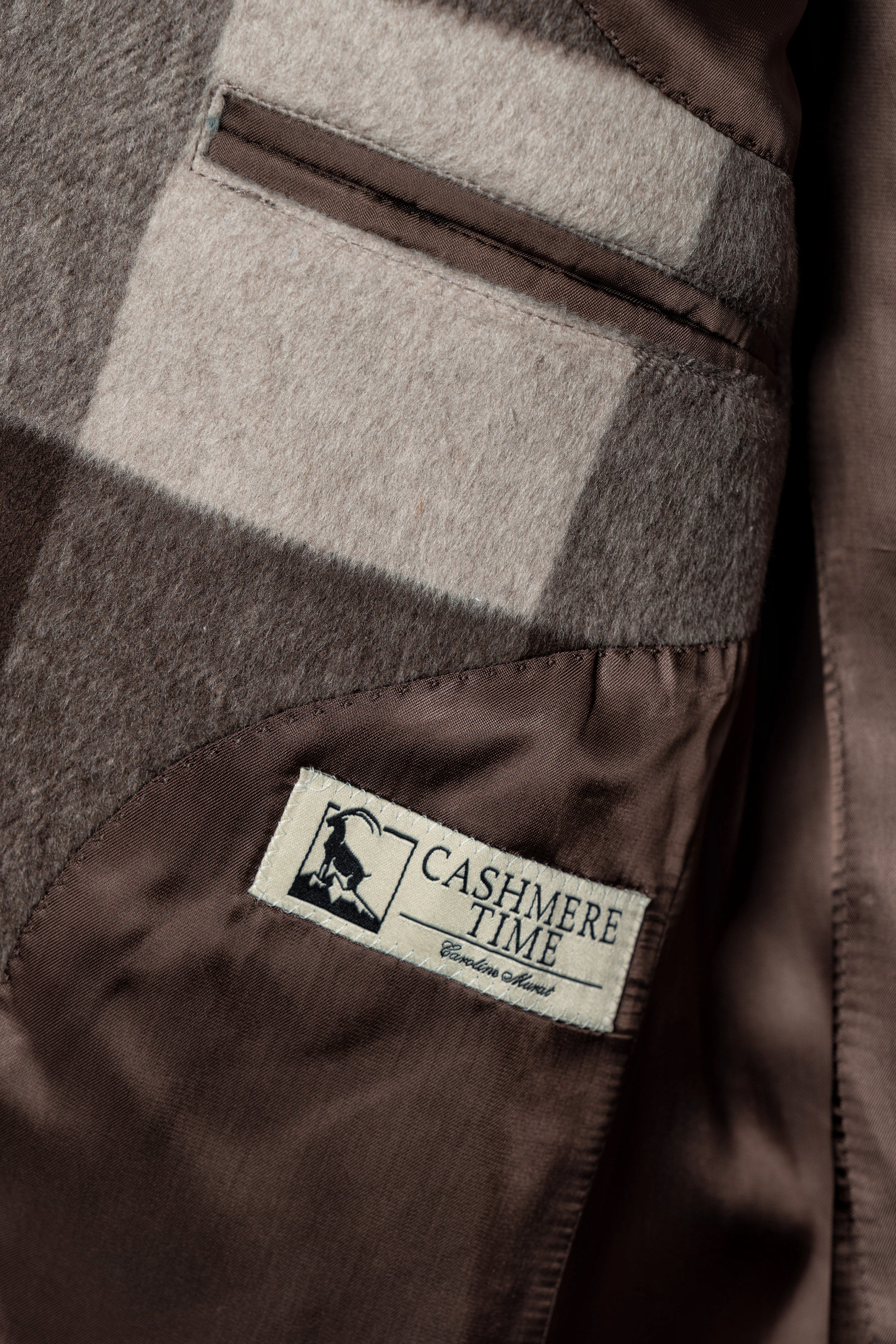 MTO Brown Plaid Wool Silk Cashmere Peacoat