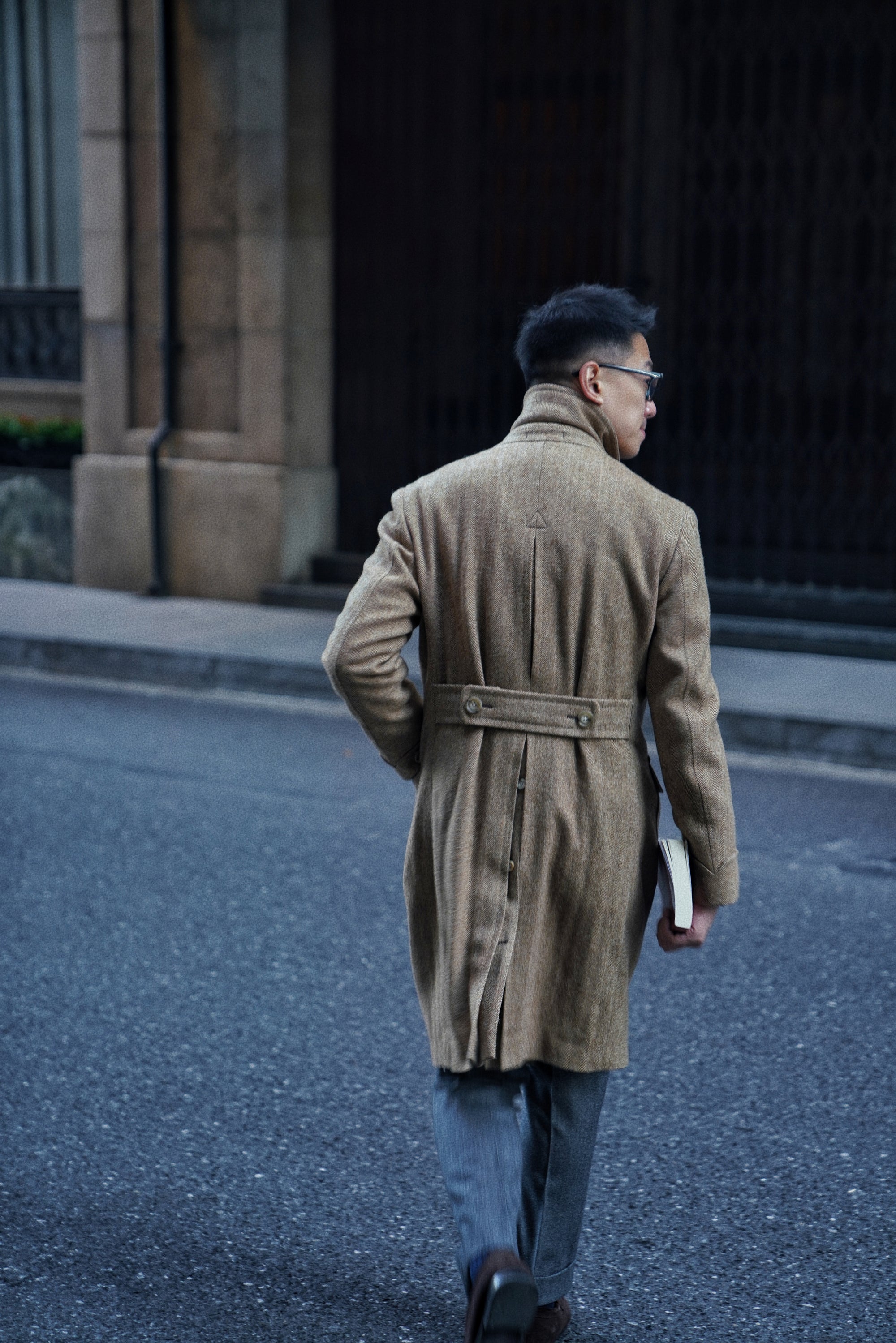 MTO Ginger Herringbone Wool Polo Coat