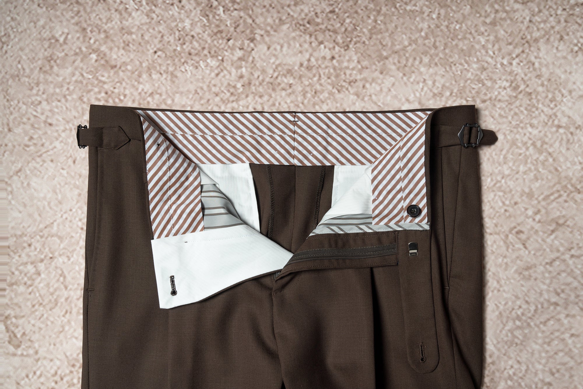 Chocolate High Twist Wool Trousers #146