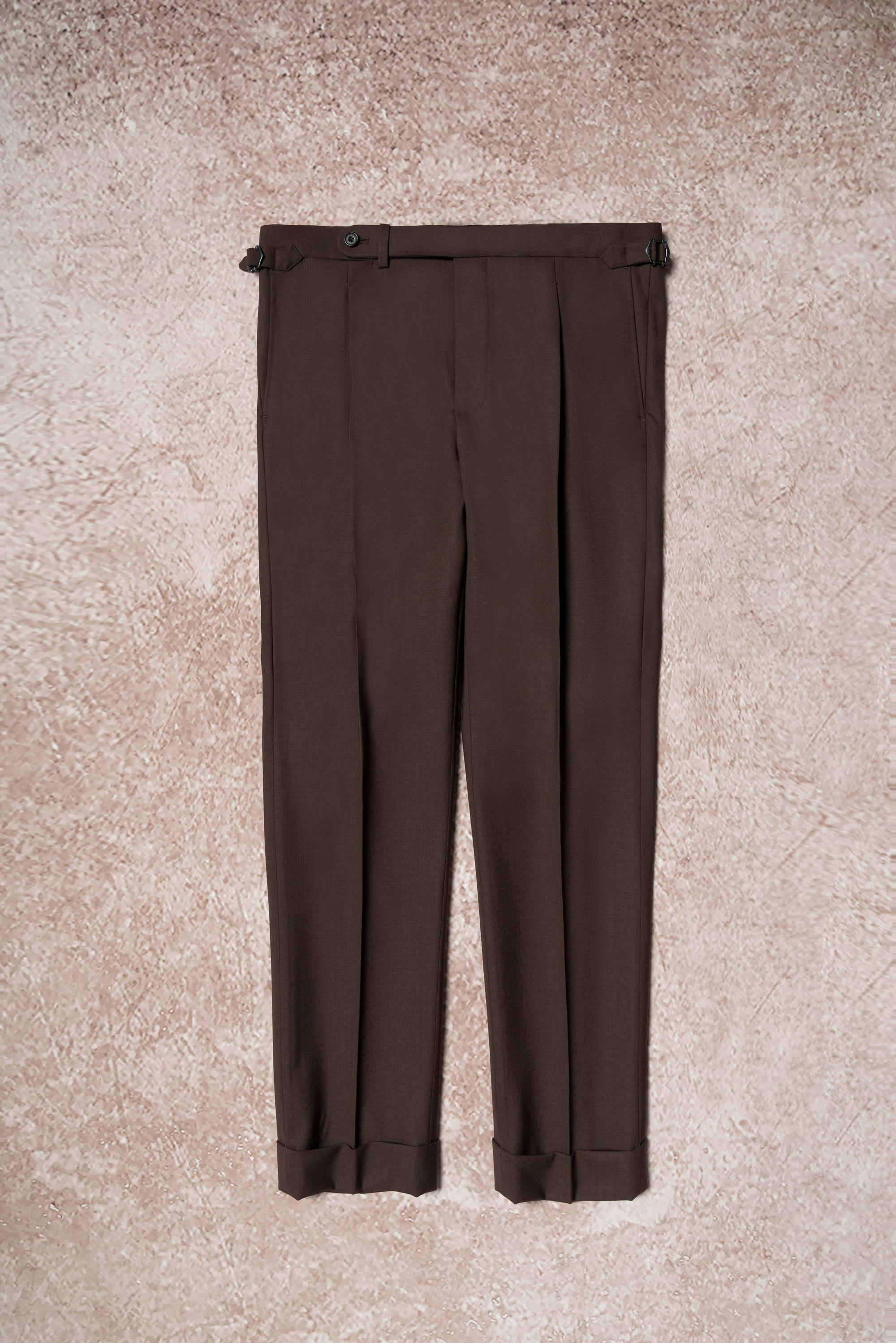 Chocolate High Twist Wool Trousers #146