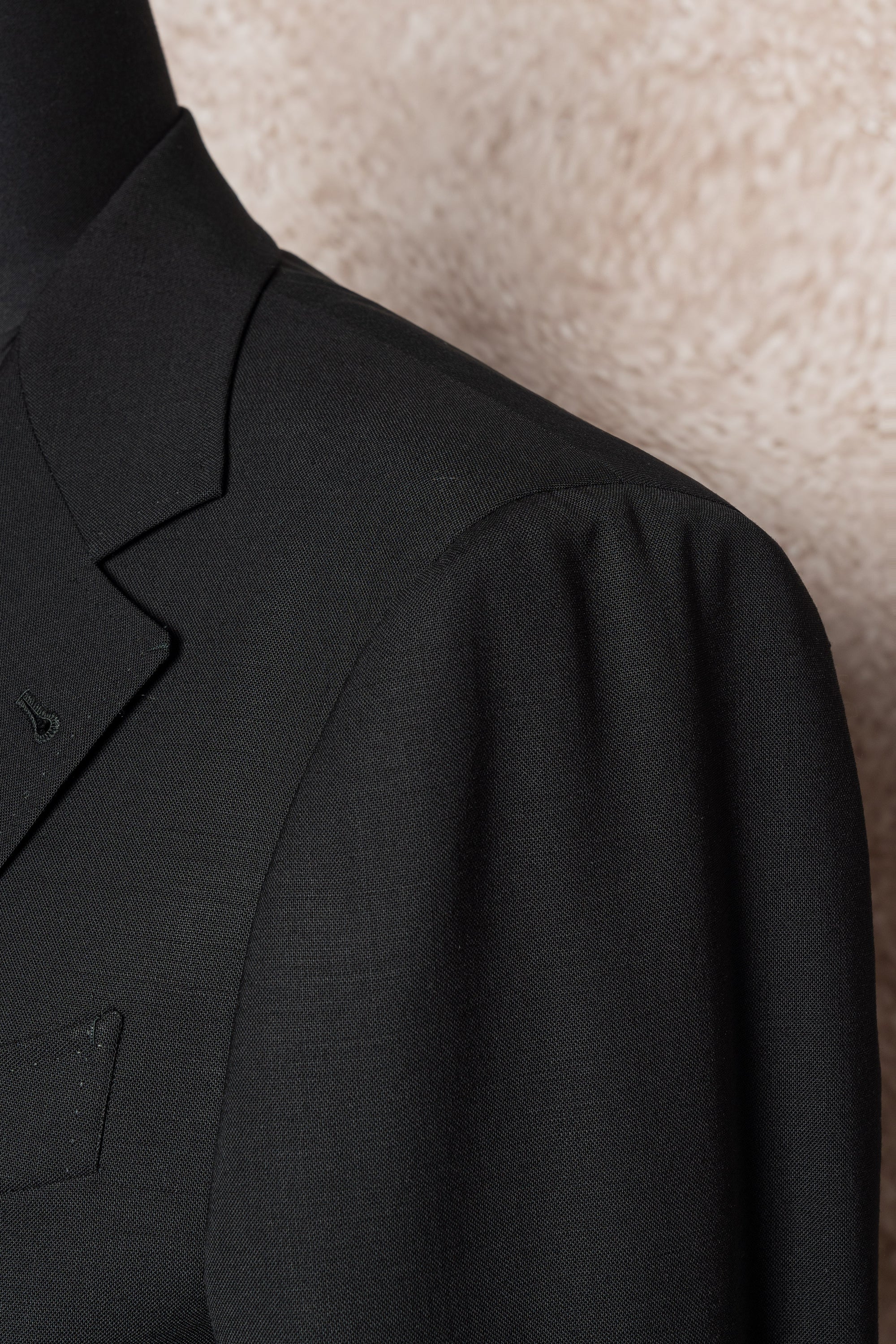Black High Twist Wool Suit #144