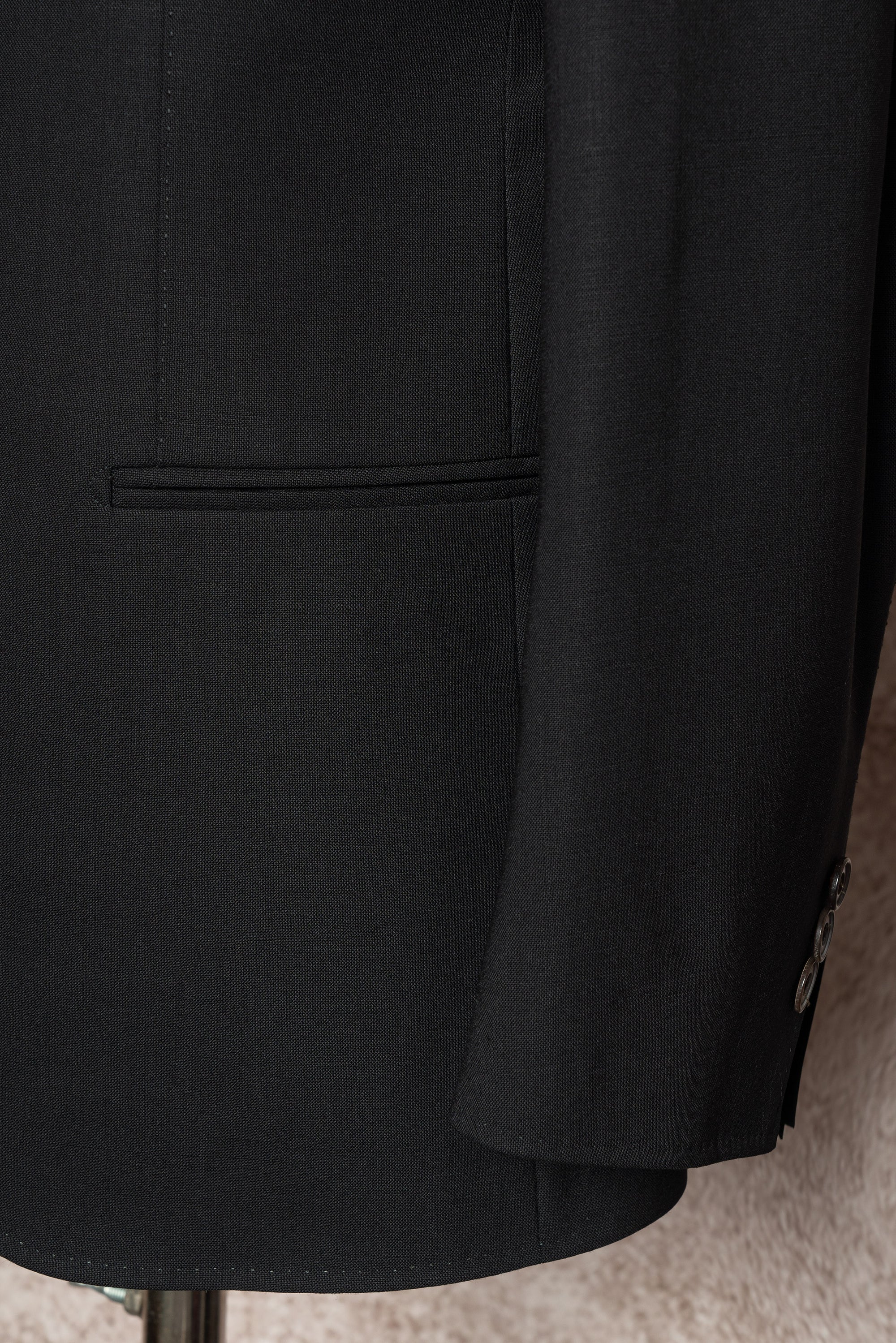 Black High Twist Wool Suit #144