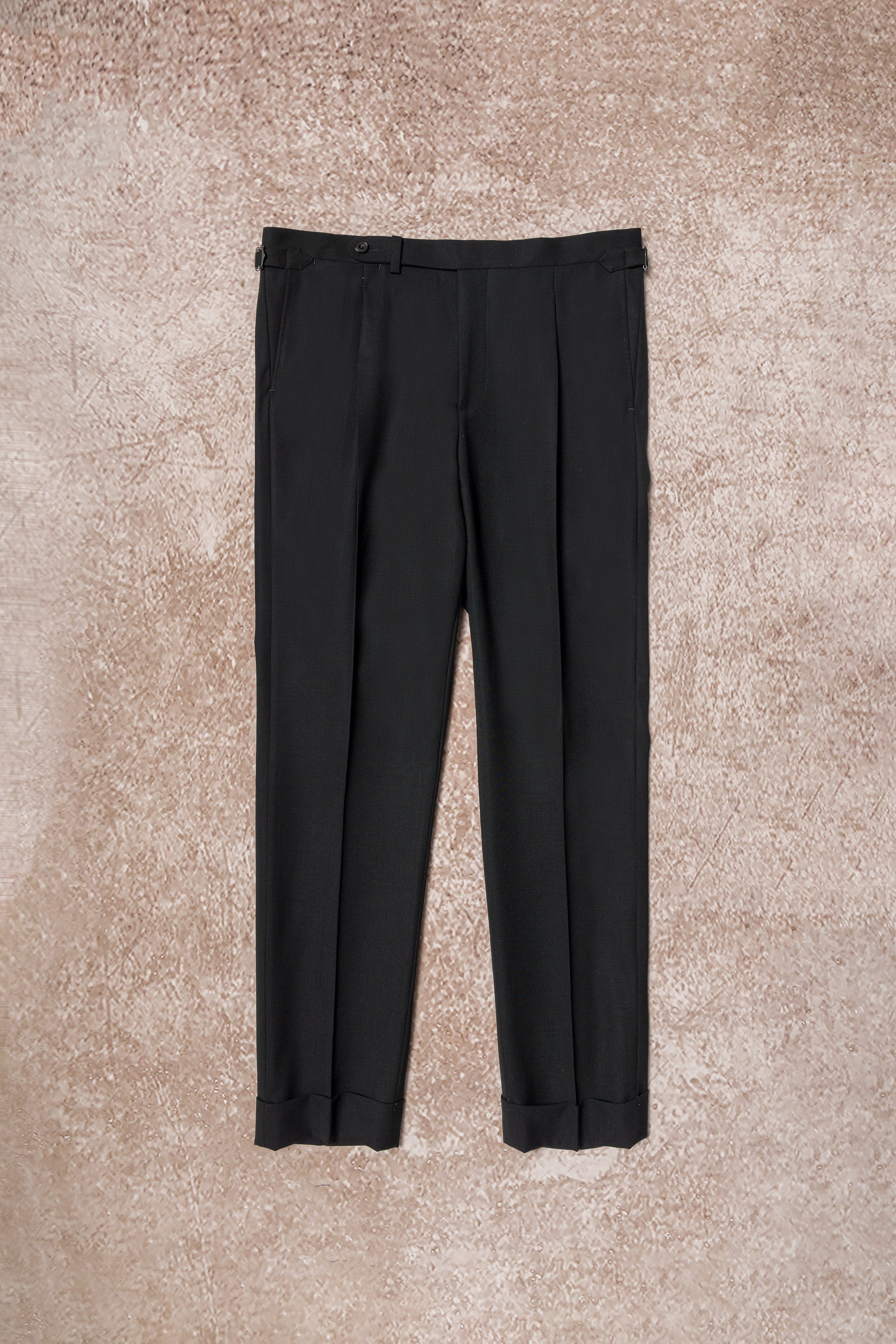 Black High Twist Wool Trousers #144