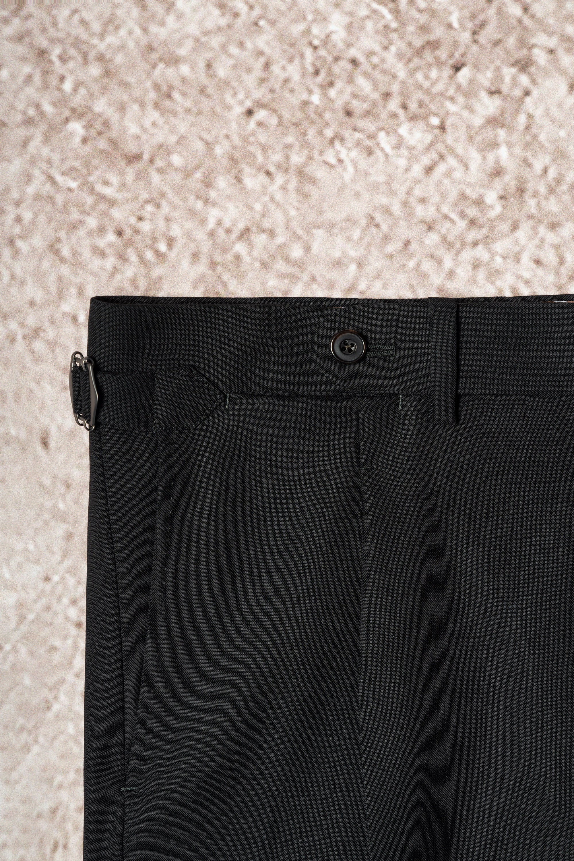 Black High Twist Wool Trousers #144