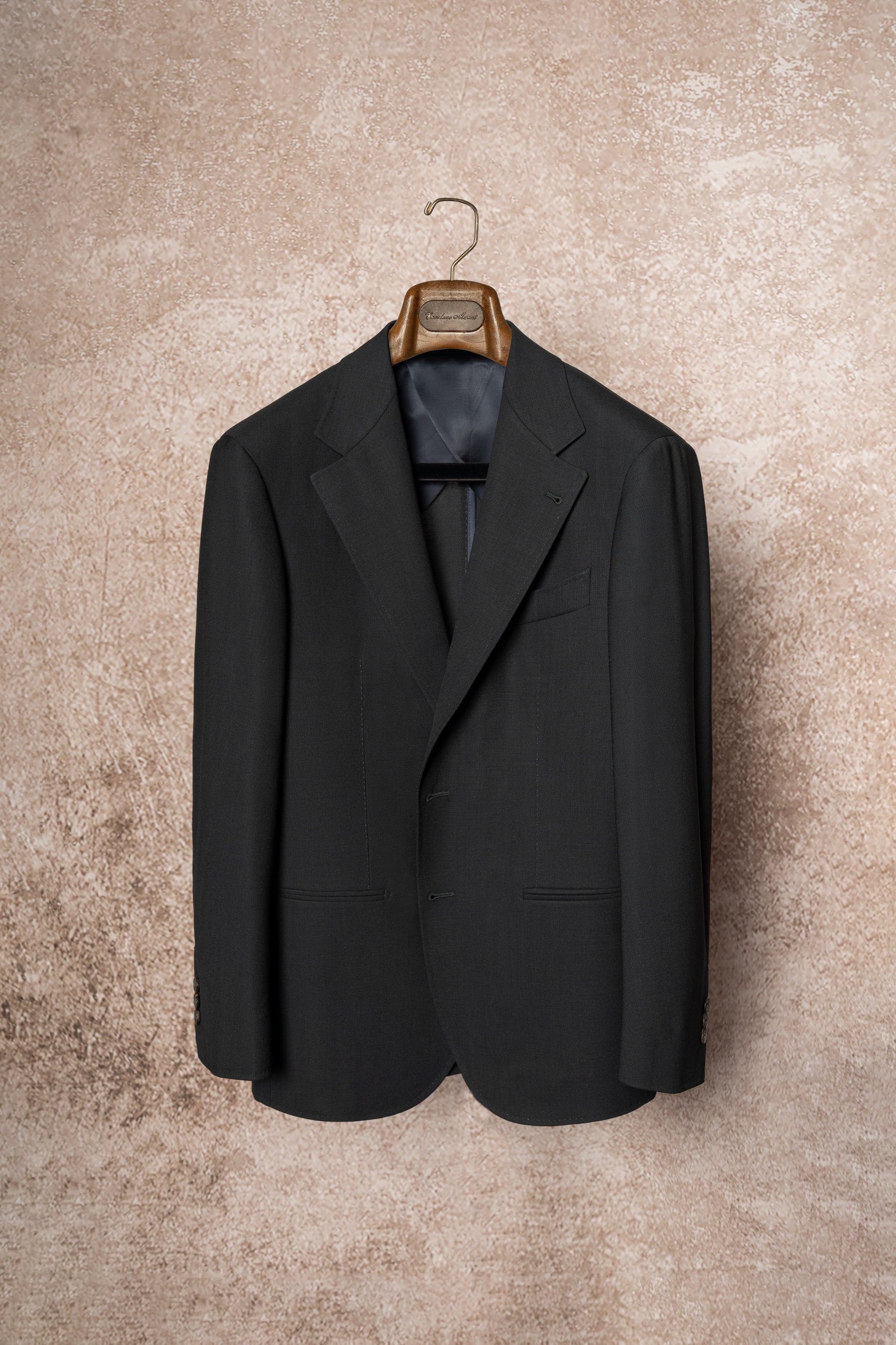 Black High Twist Wool Suit #144