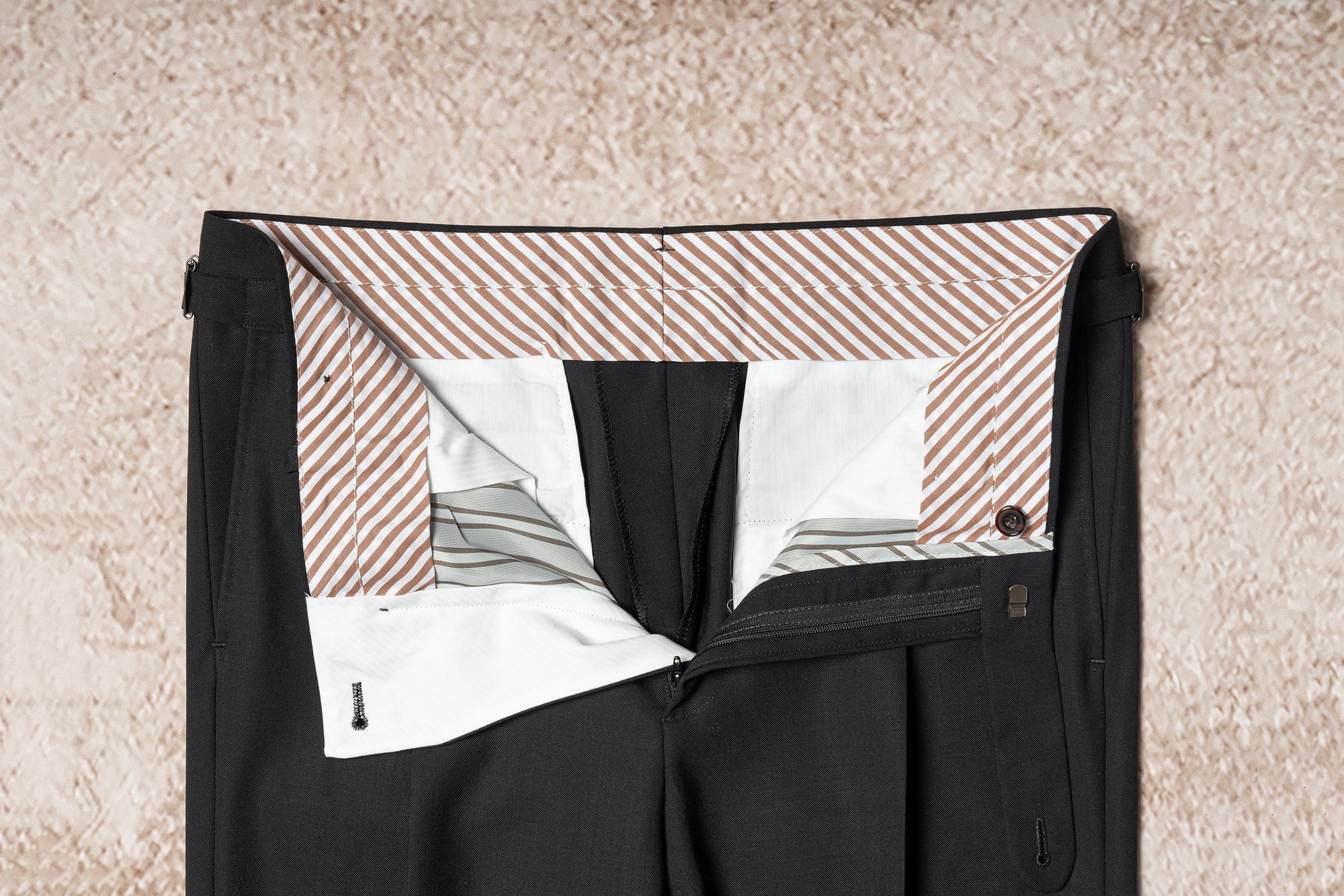 Black High Twist Wool Trousers #144