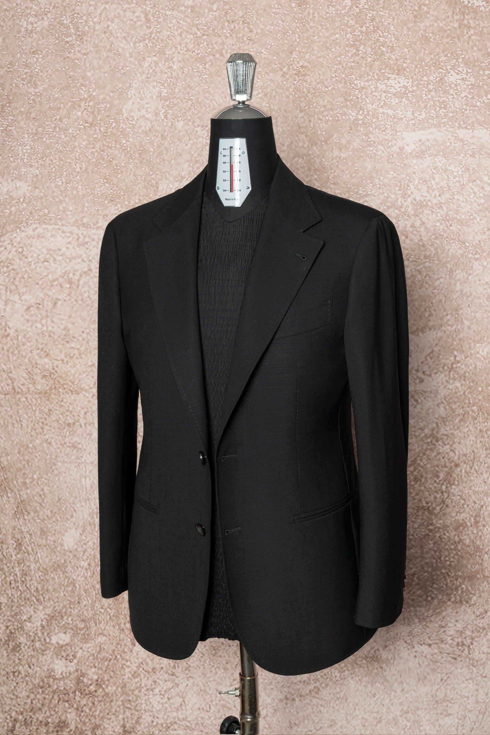 Black High Twist Wool Suit #144