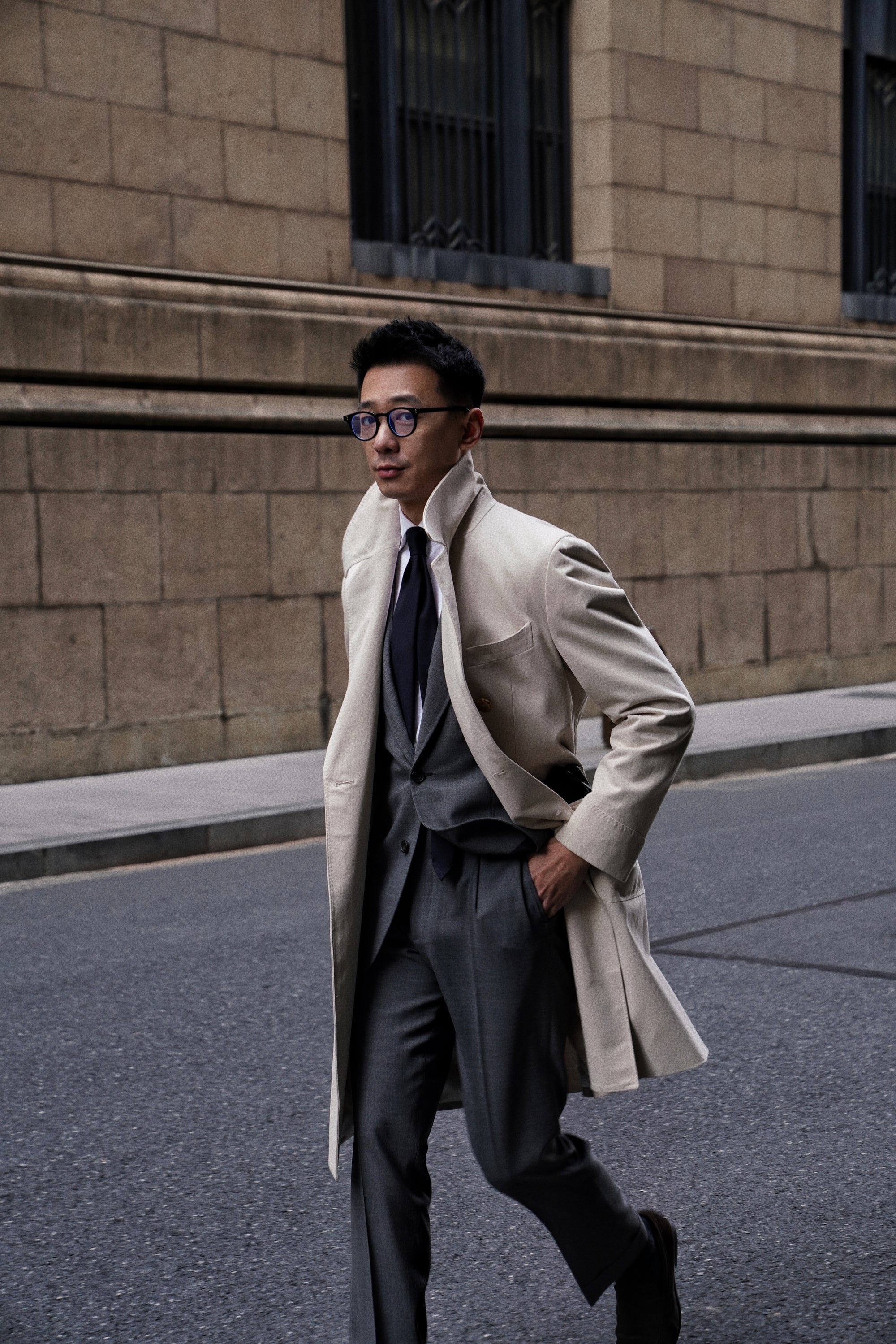 Stone Cotton Raincoat