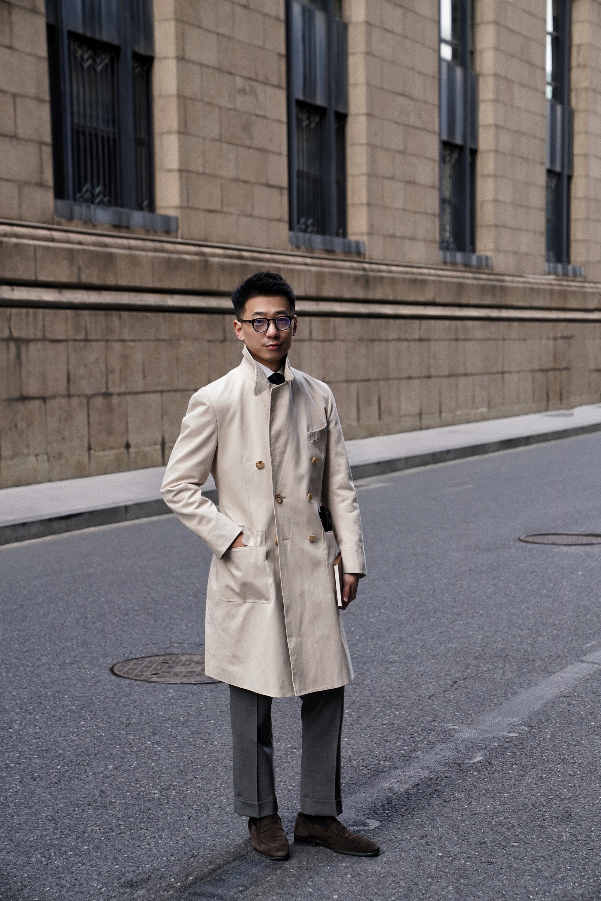 Stone Cotton Raincoat