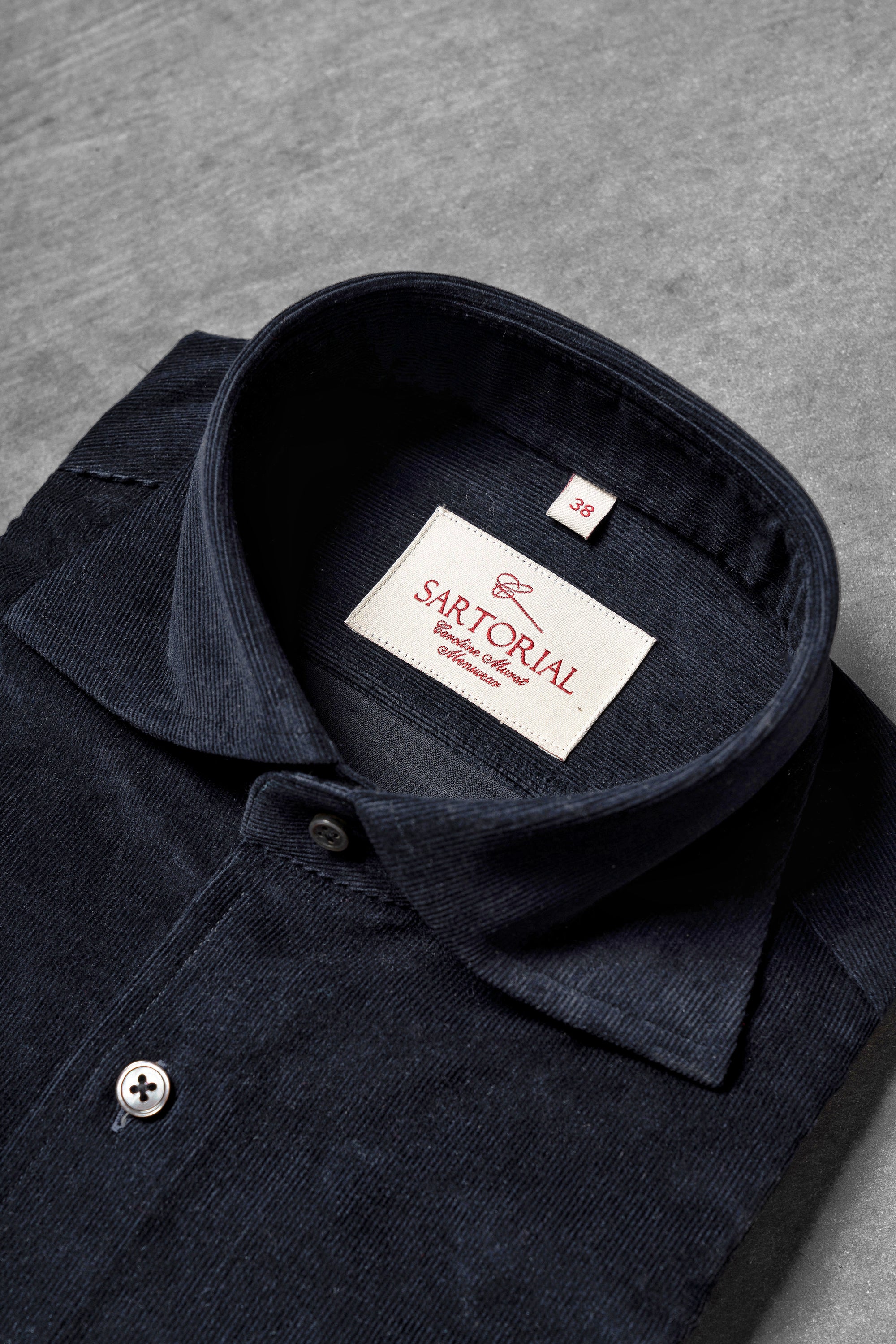 MTO Navy Pima Cotton Corduroy Shirt