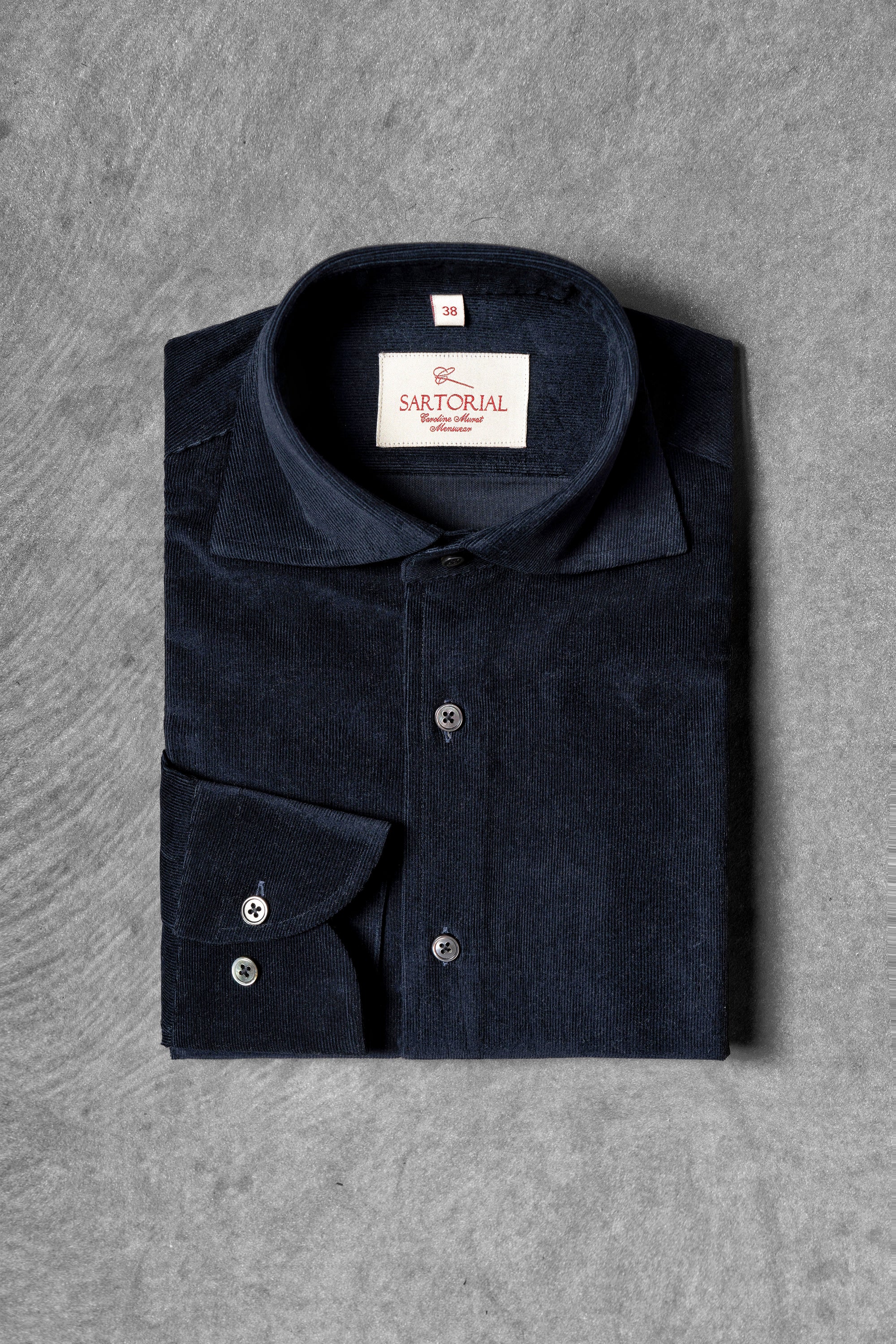 MTO Navy Pima Cotton Corduroy Shirt