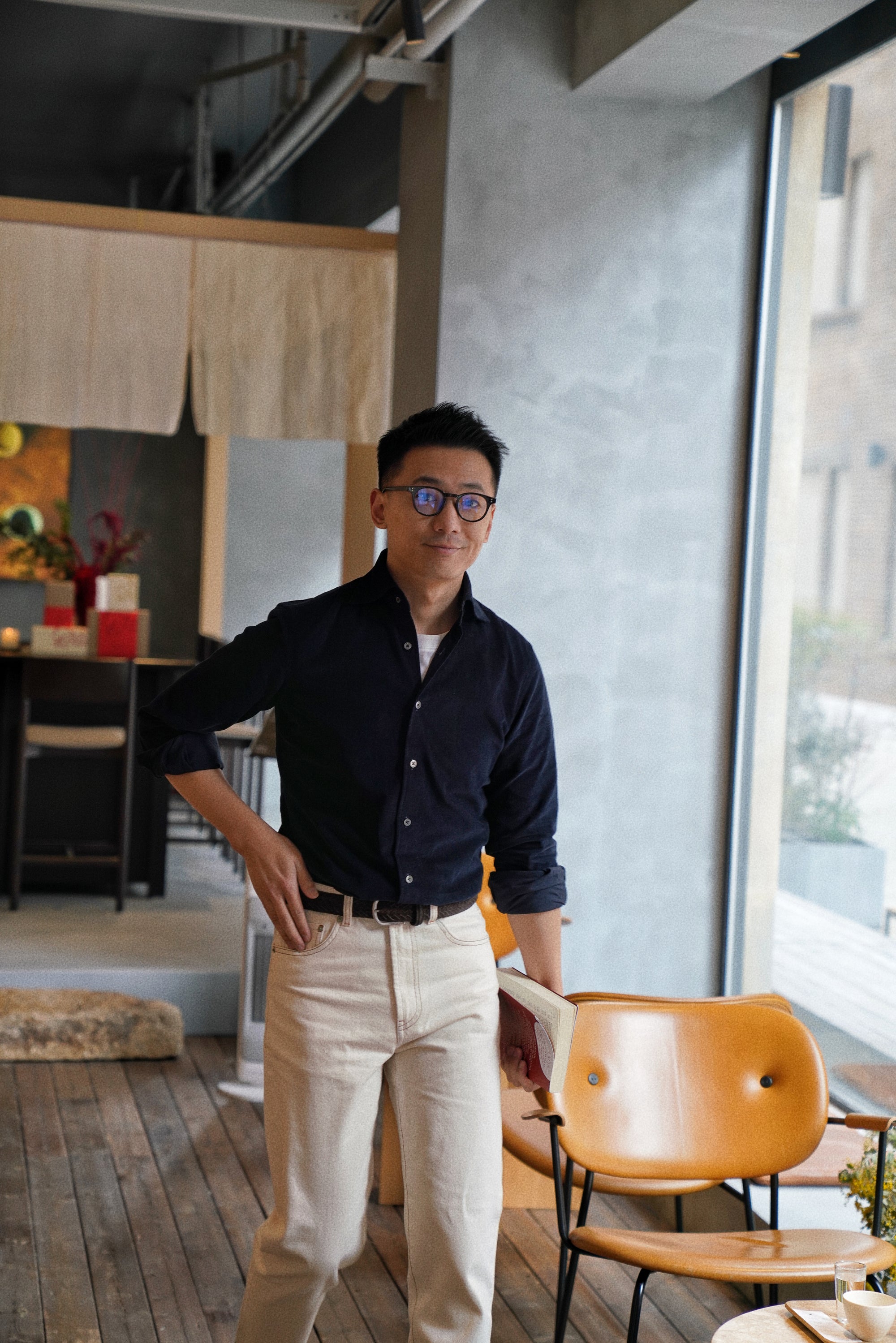 MTO Navy Pima Cotton Corduroy Shirt