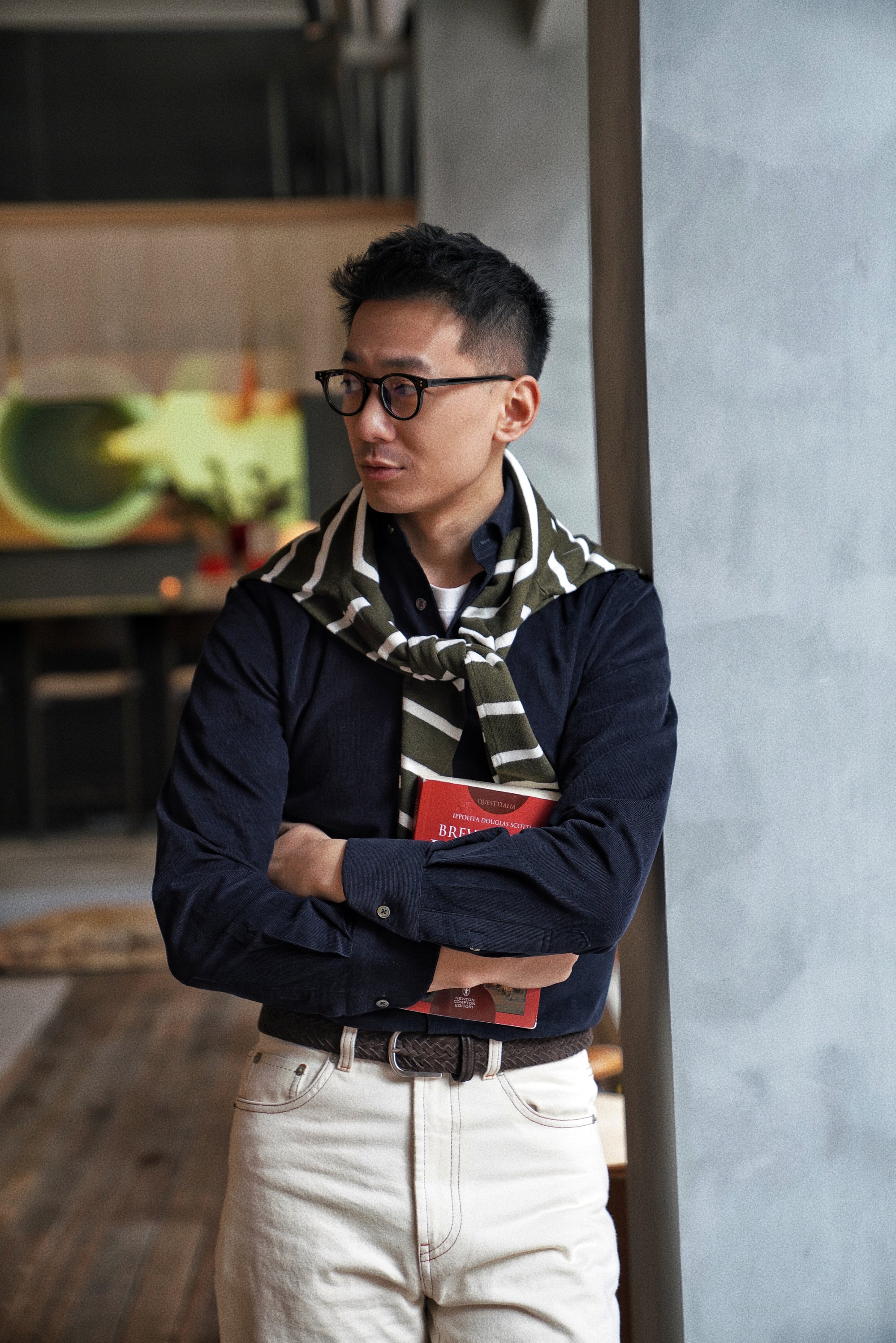 MTO Navy Pima Cotton Corduroy Shirt