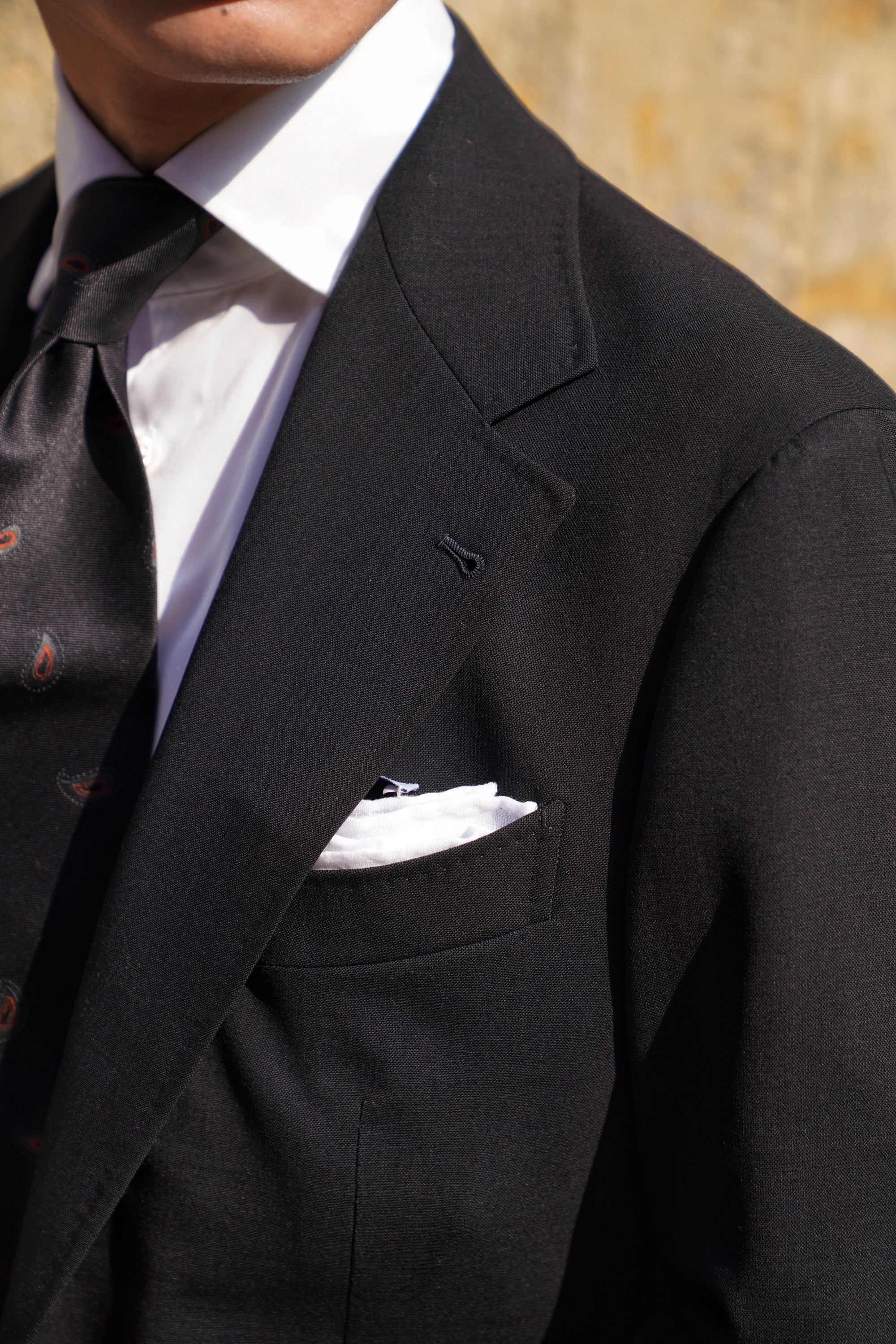 Black High Twist Wool Suit #144