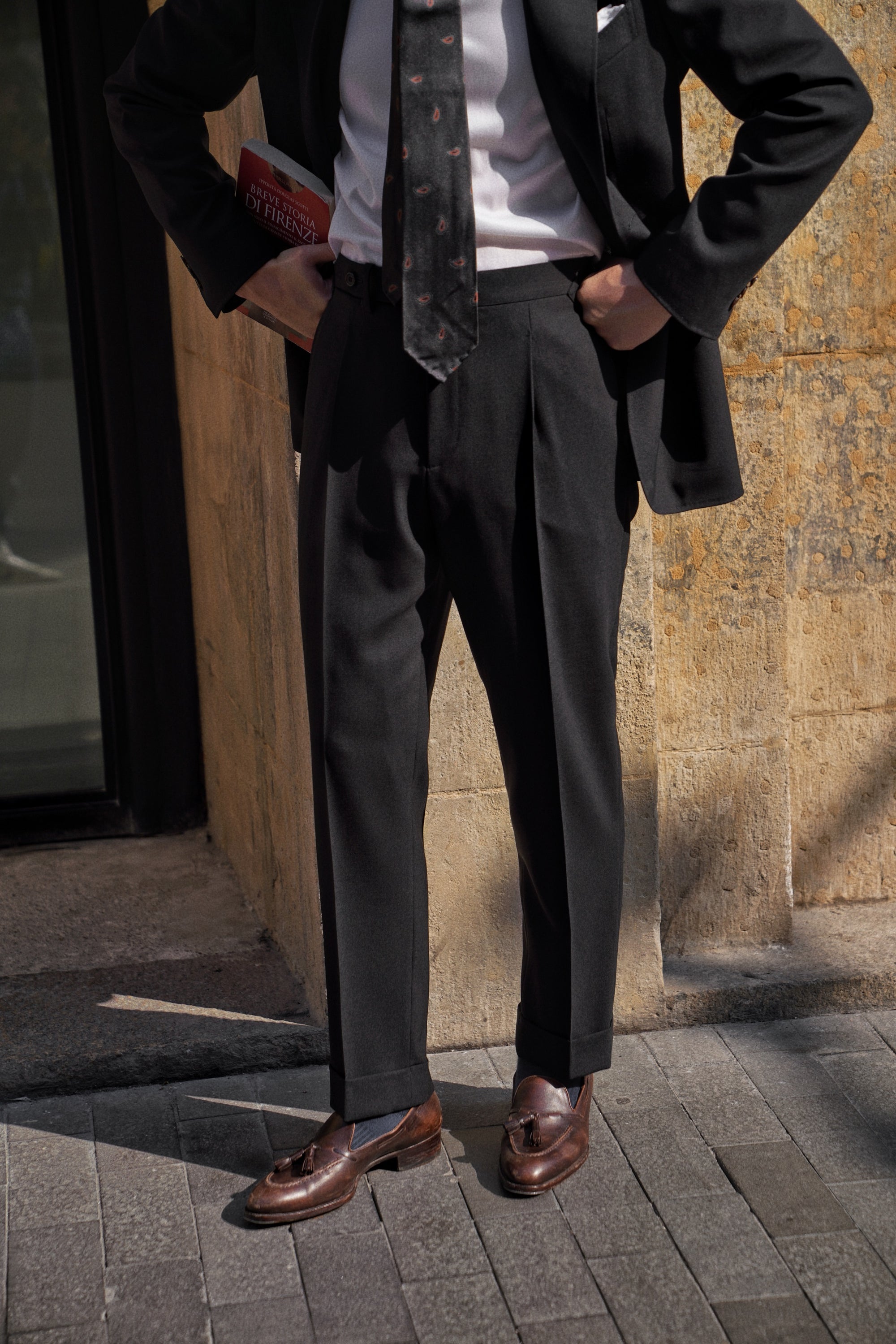 Black High Twist Wool Suit #144