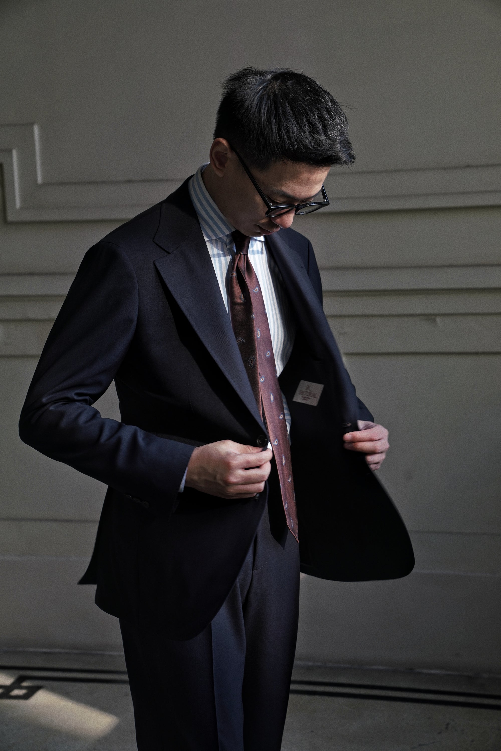 Navy High Twist Suit #148