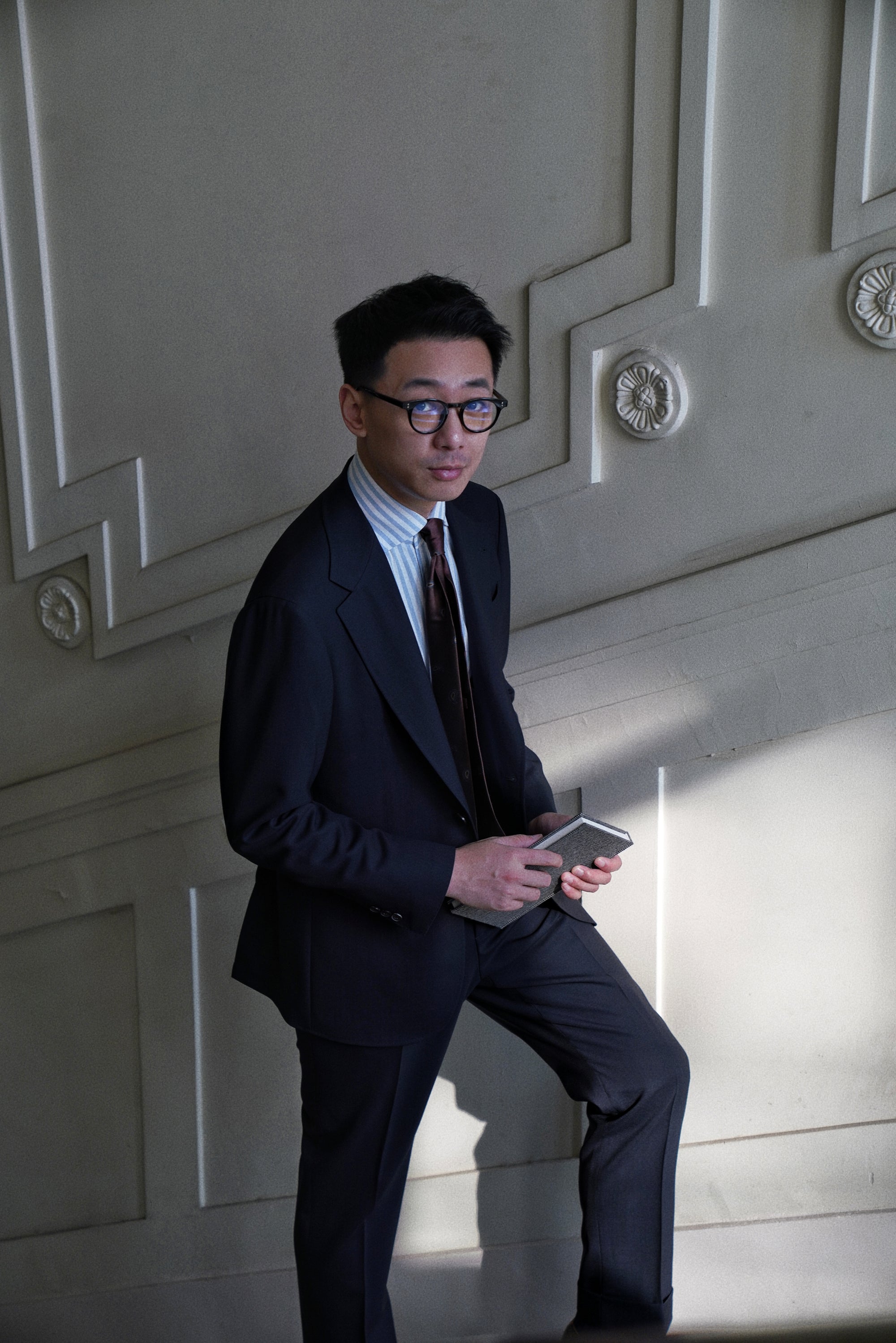 Navy High Twist Suit #148