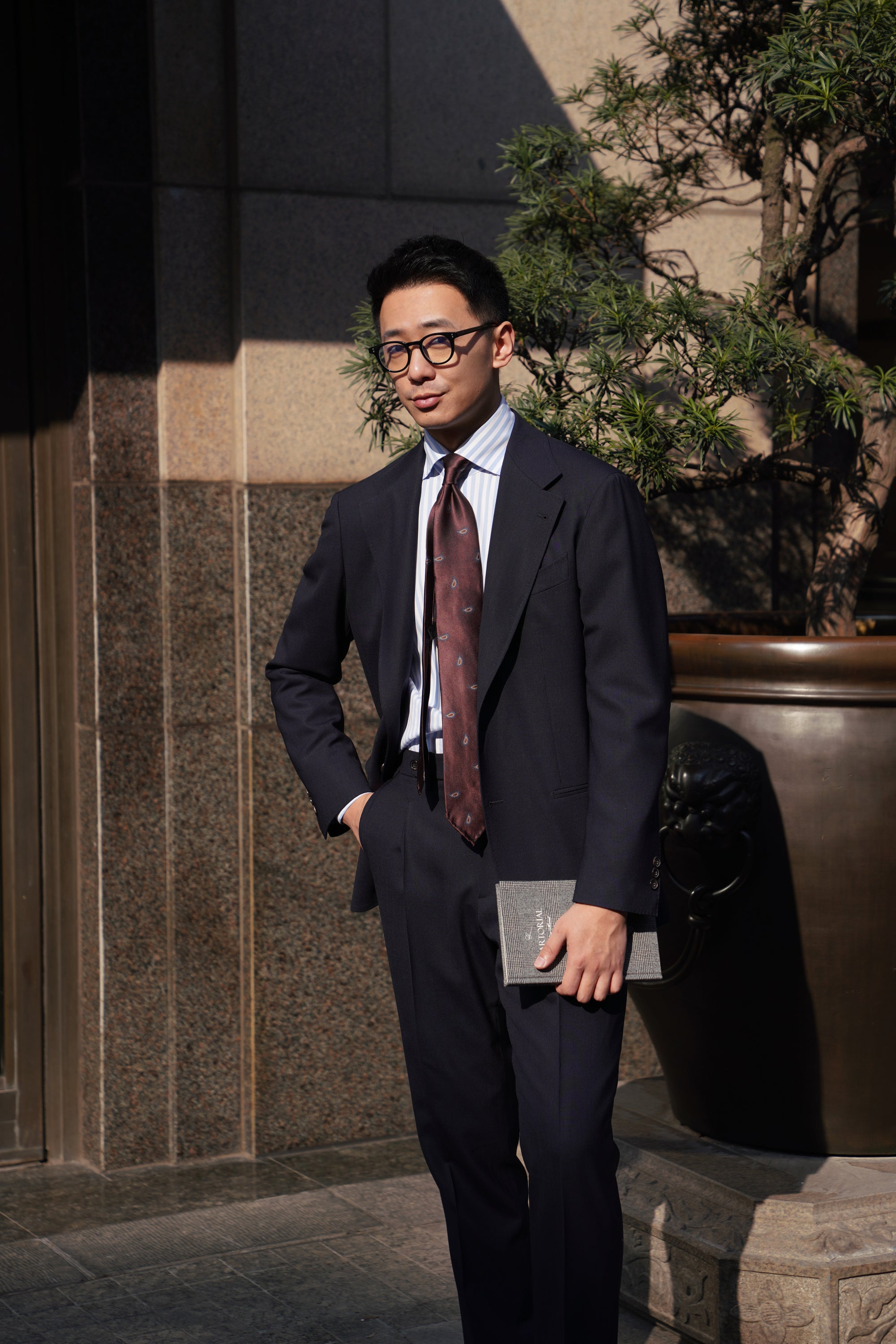 Navy High Twist Suit #148