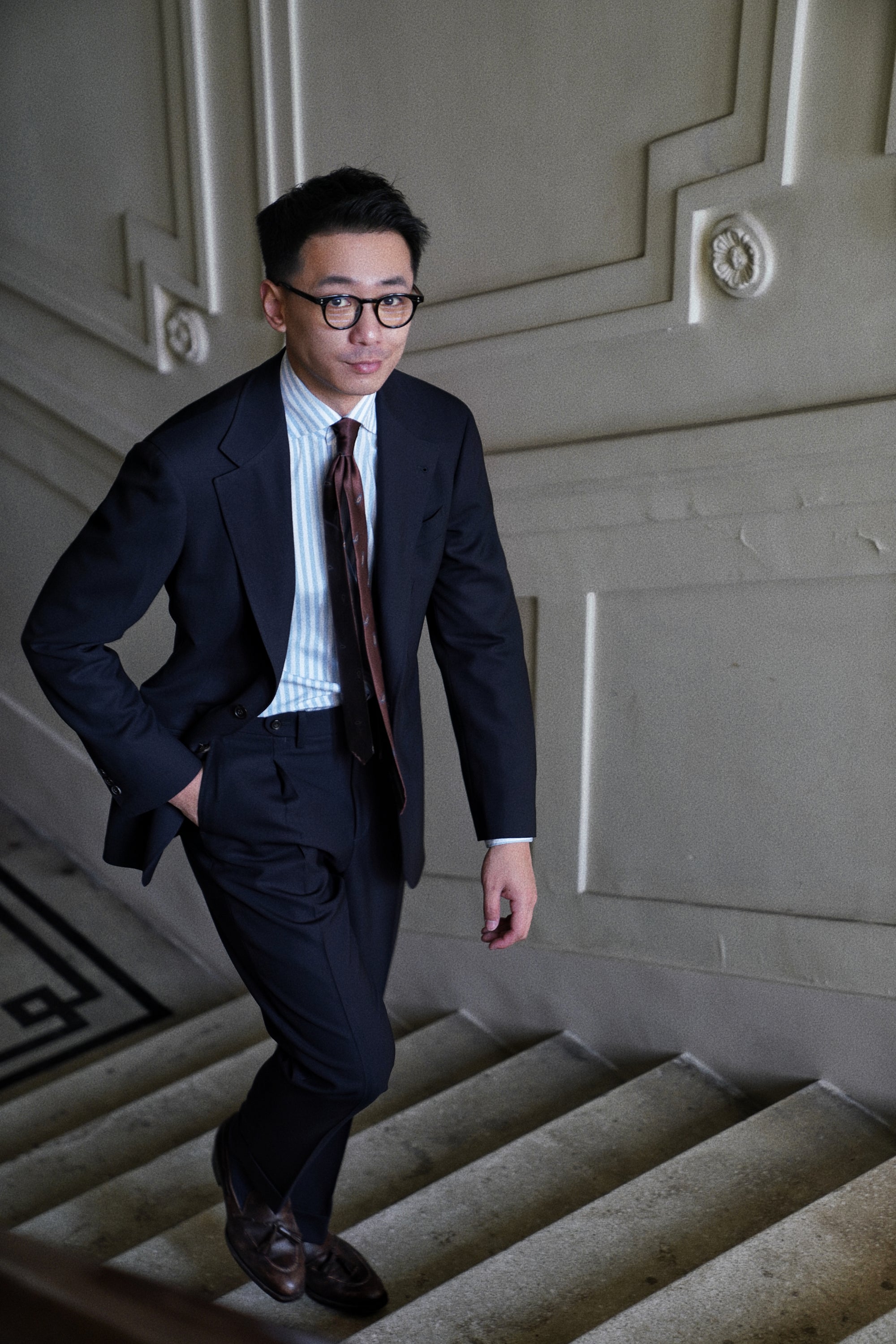 Navy High Twist Suit #148