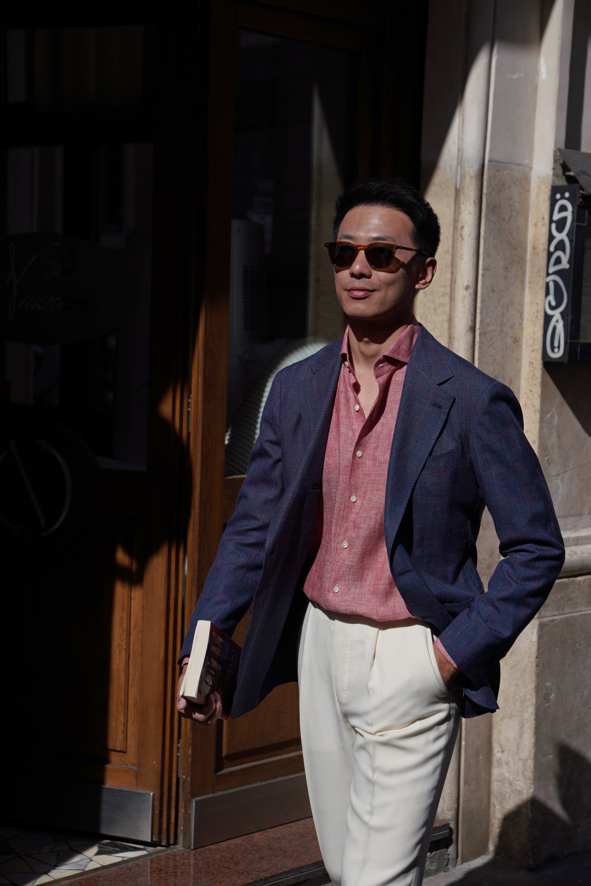 Navy Windowpane Blending Jacket #37