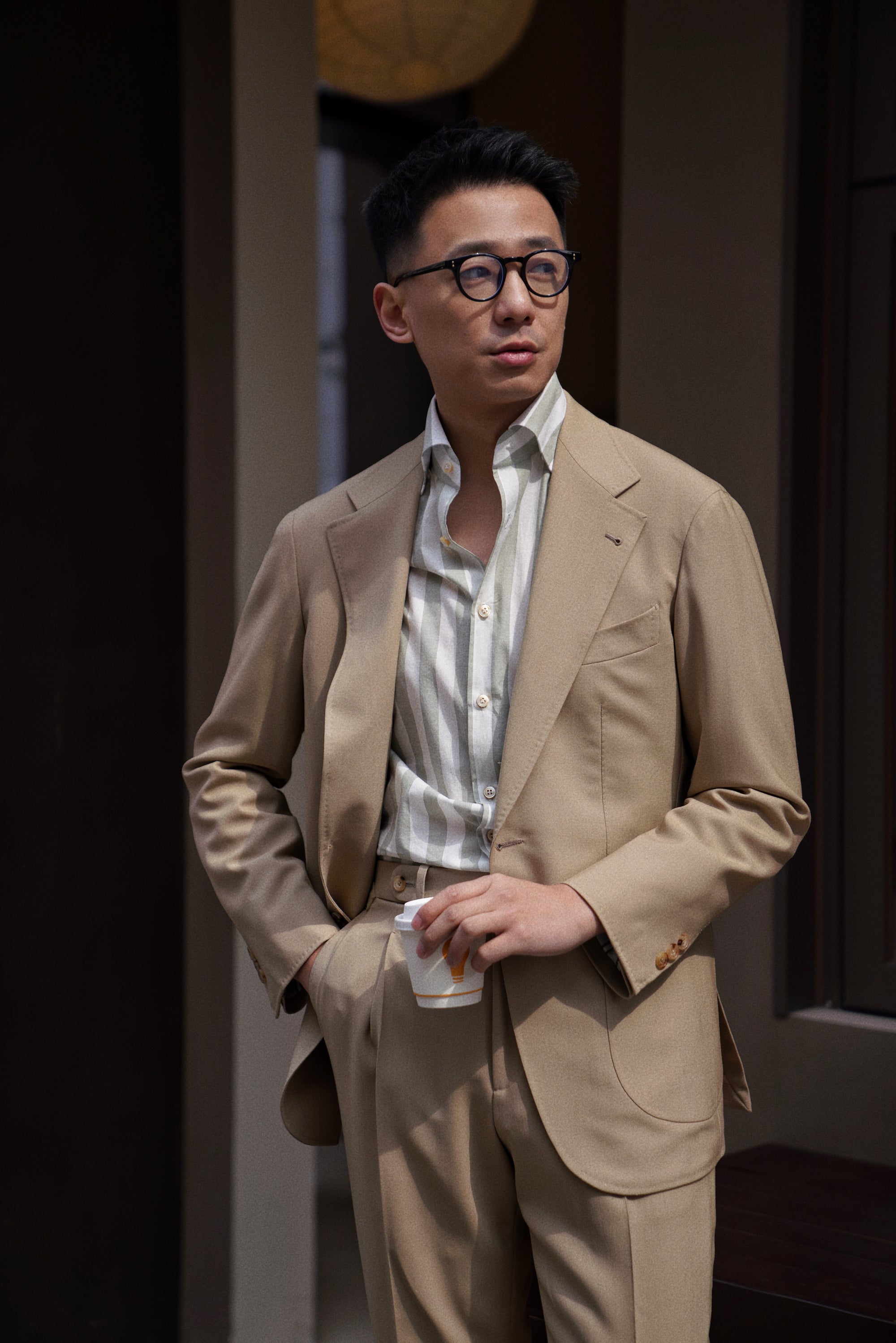 Khaki High Twist Wool Suit #145