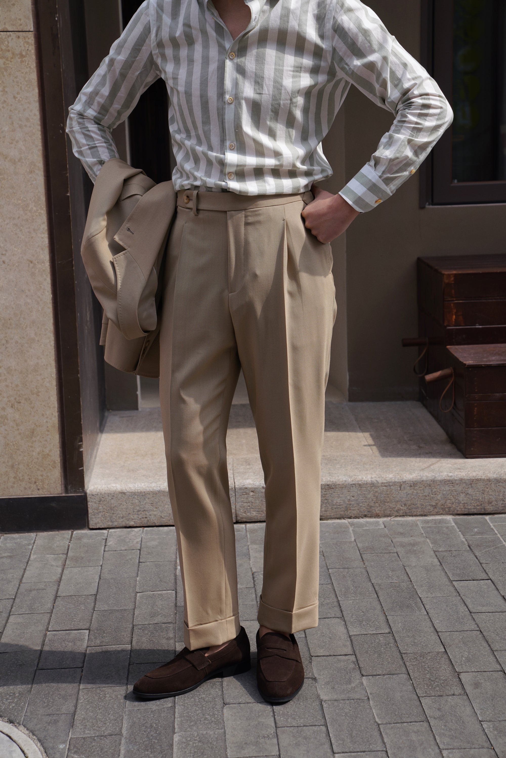 Khaki High Twist Wool Suit #145