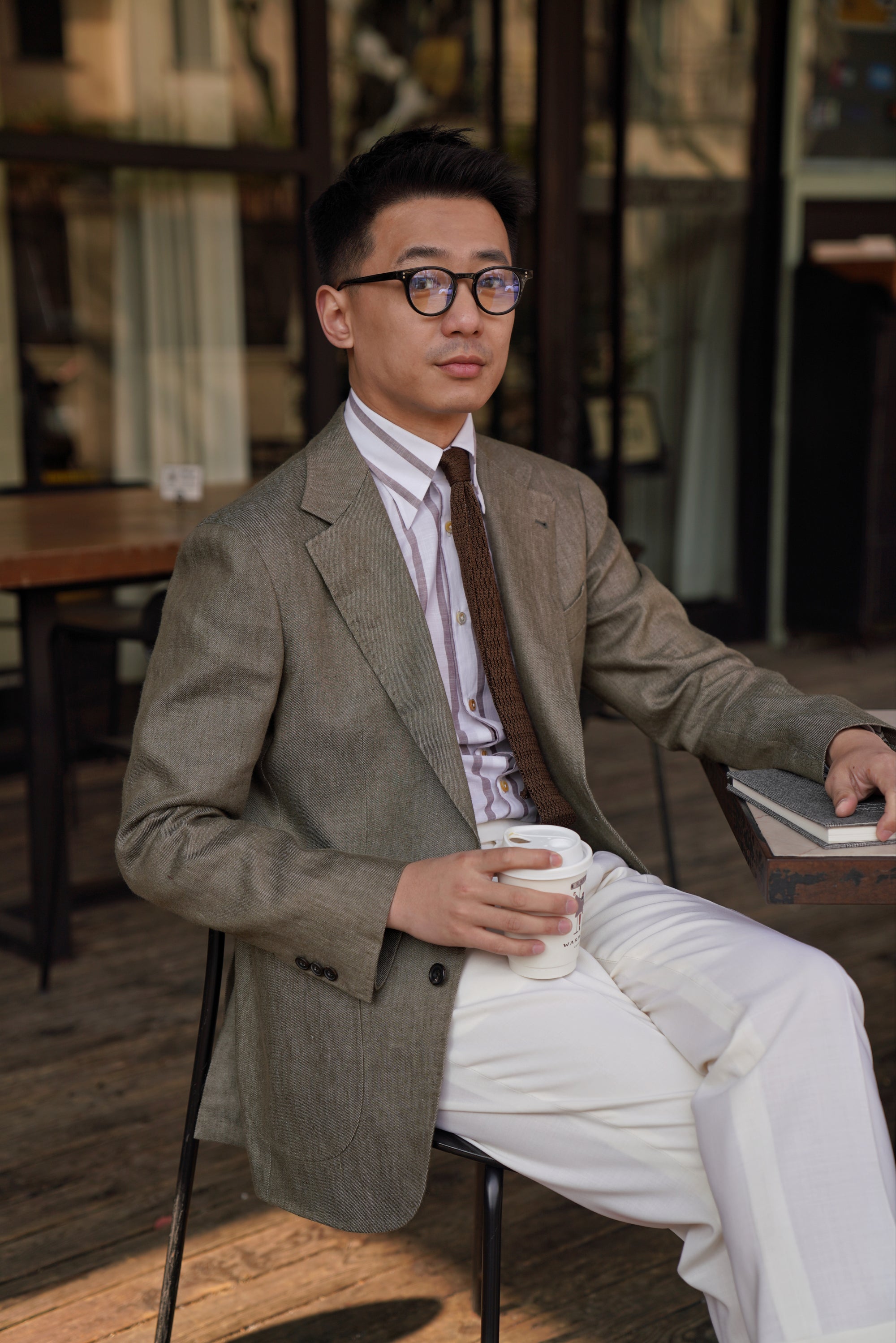 MTO Olive Wool Linen Twill Jacket #120