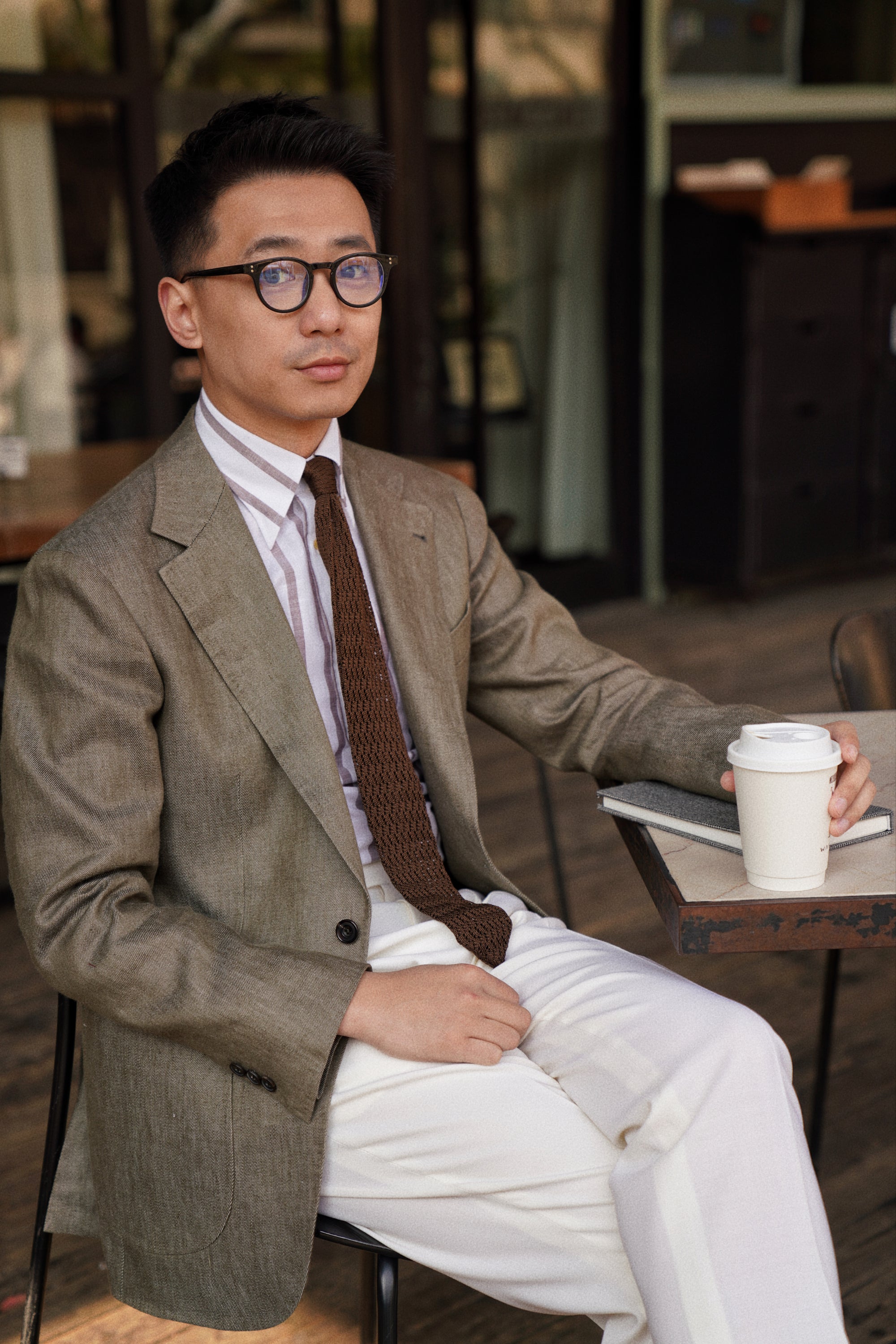 MTO Olive Wool Linen Twill Jacket #120