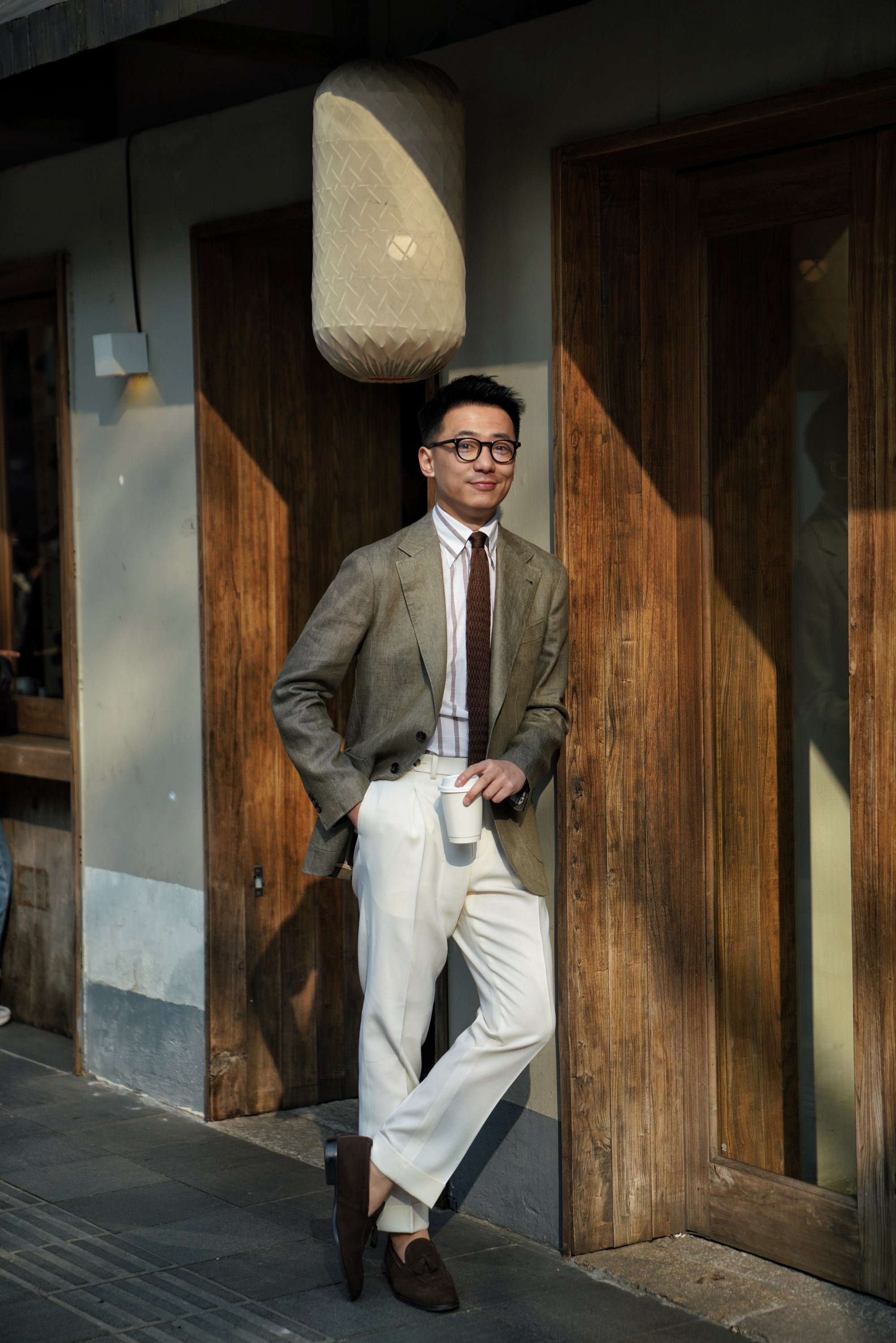 MTO Olive Wool Linen Twill Jacket #120