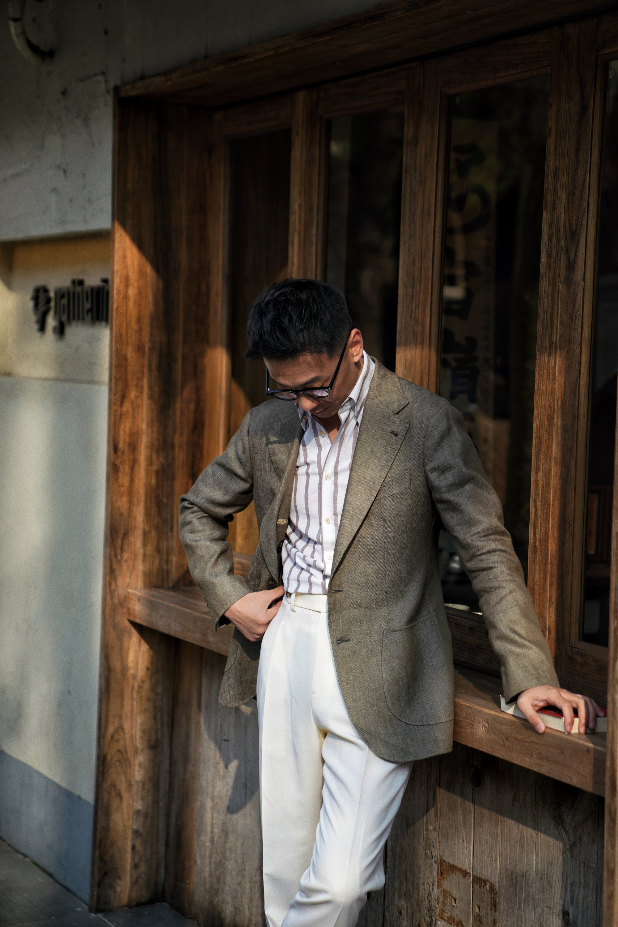 MTO Olive Wool Linen Twill Jacket #120