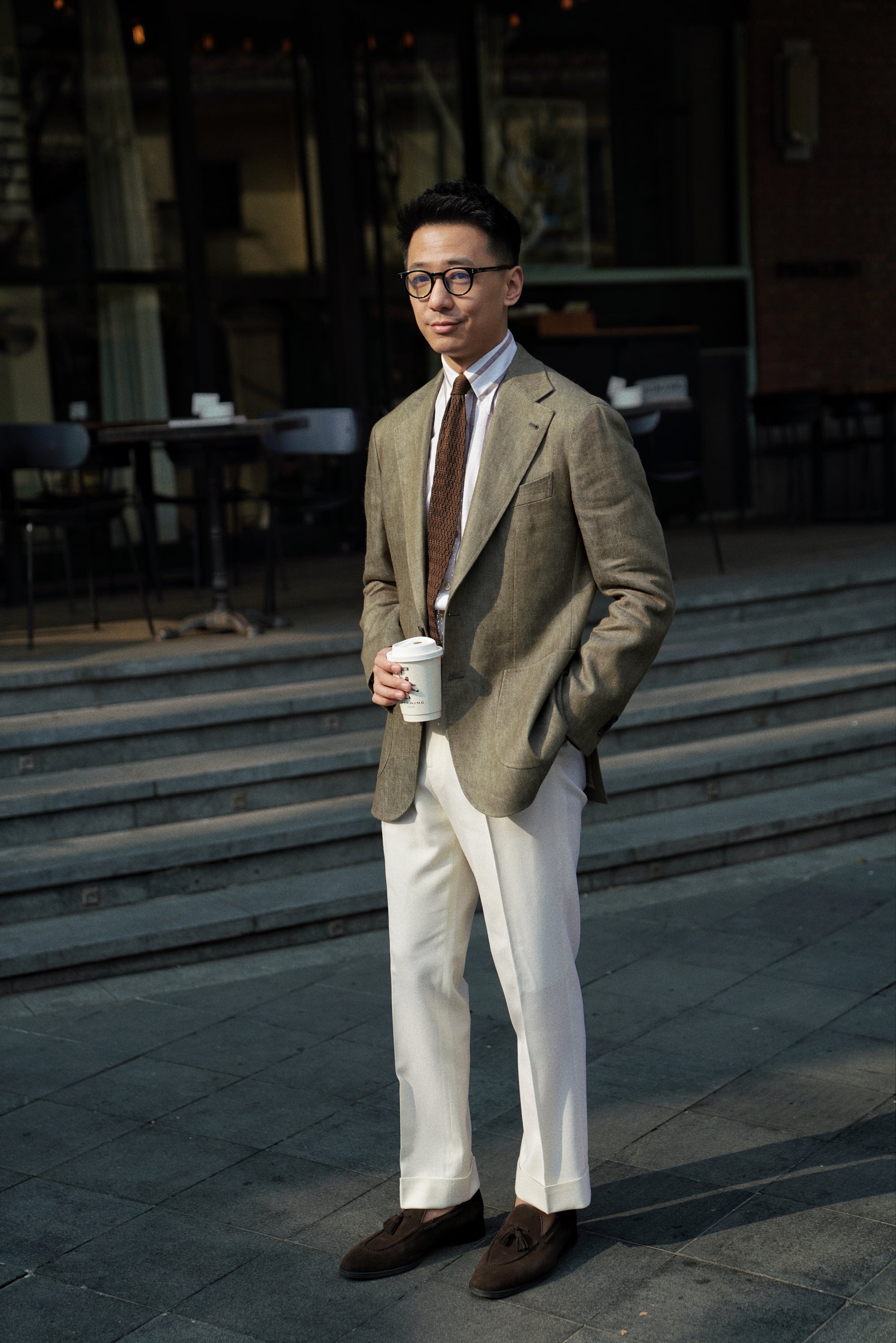 MTO Olive Wool Linen Twill Jacket #120