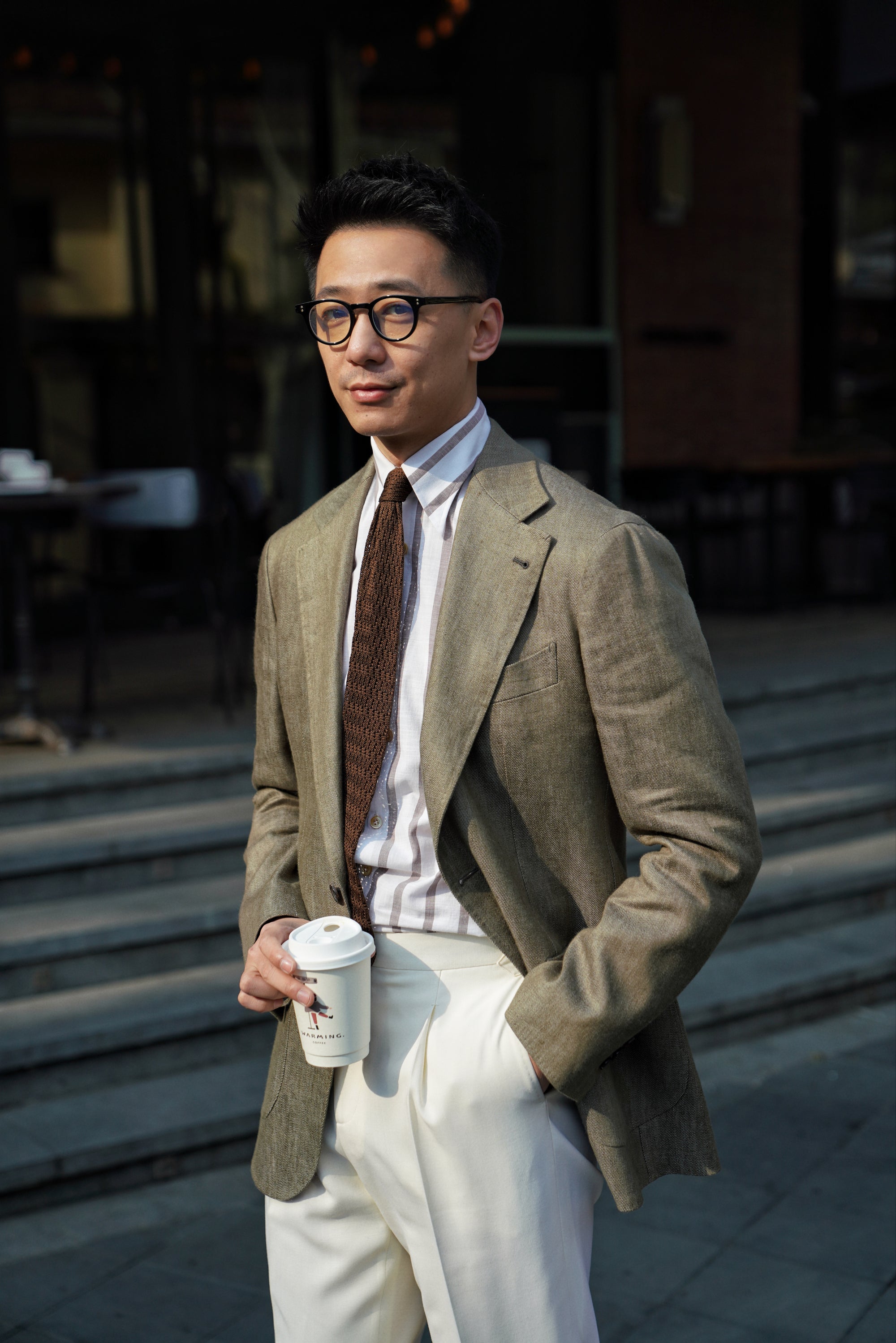 MTO Olive Wool Linen Twill Jacket #120