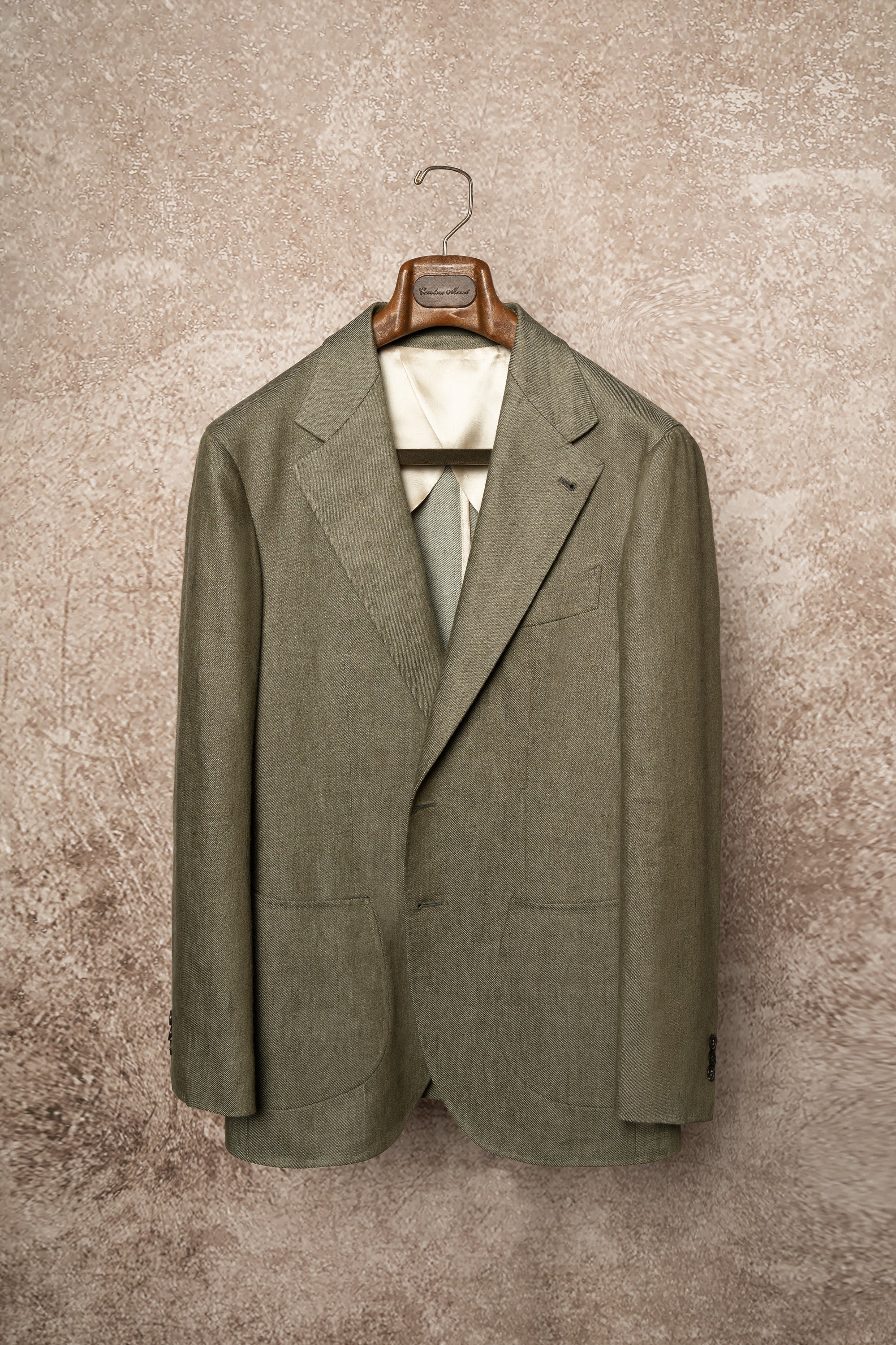 MTO Olive Wool Linen Twill Jacket #120