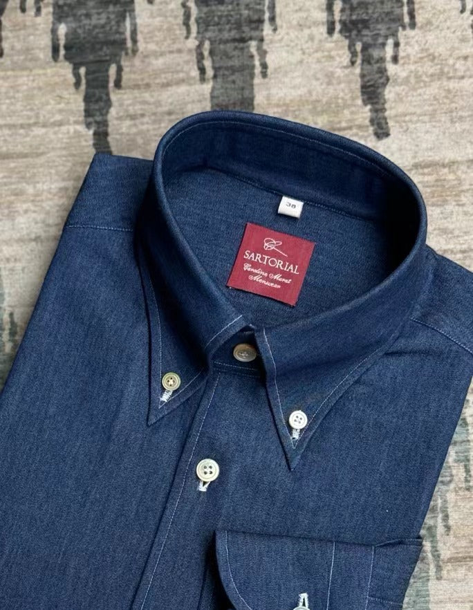 MTO Hand-stitched Indigo Denim Shirt