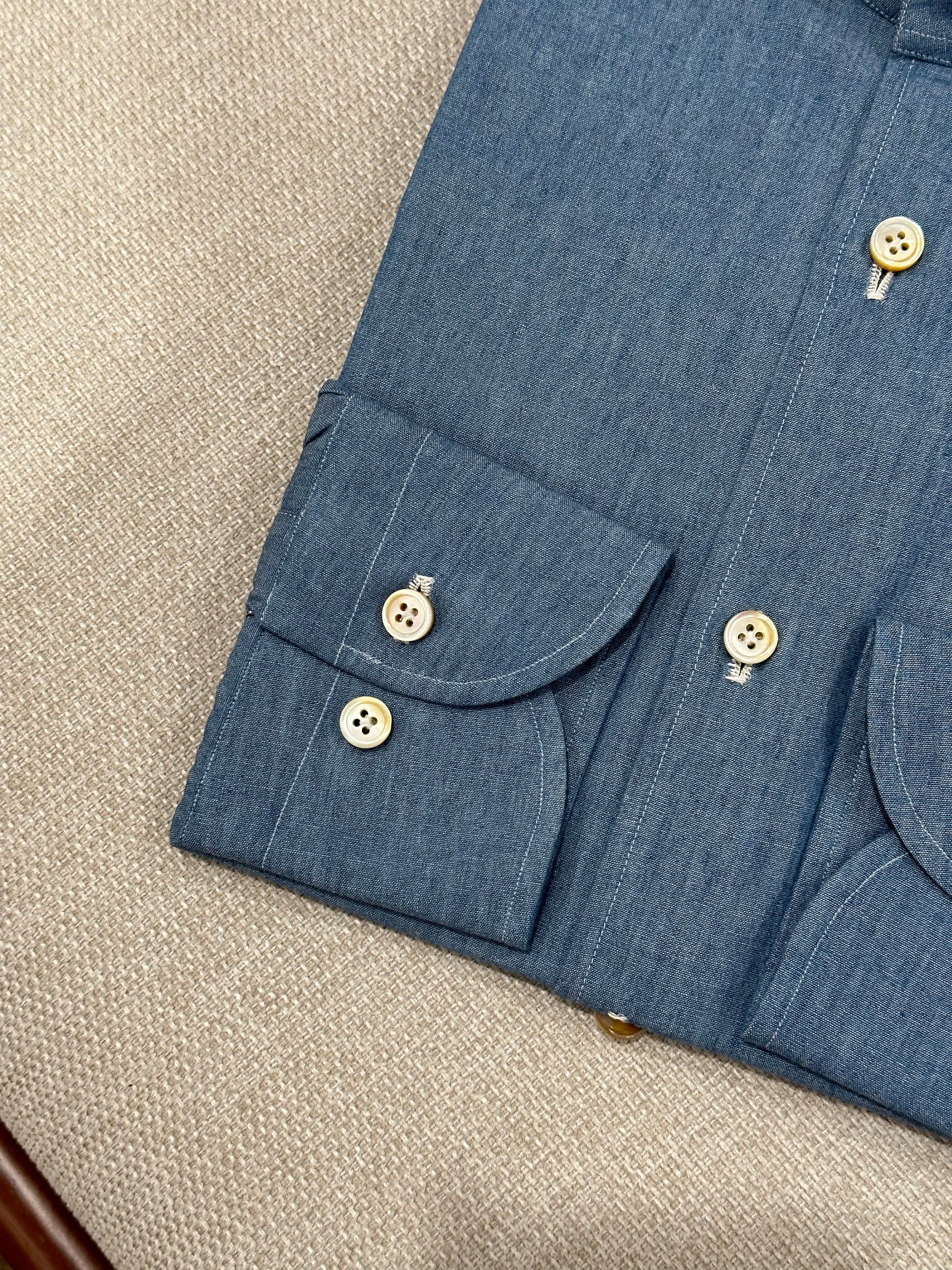 MTO Hand-stitched Washed Denim Shirt