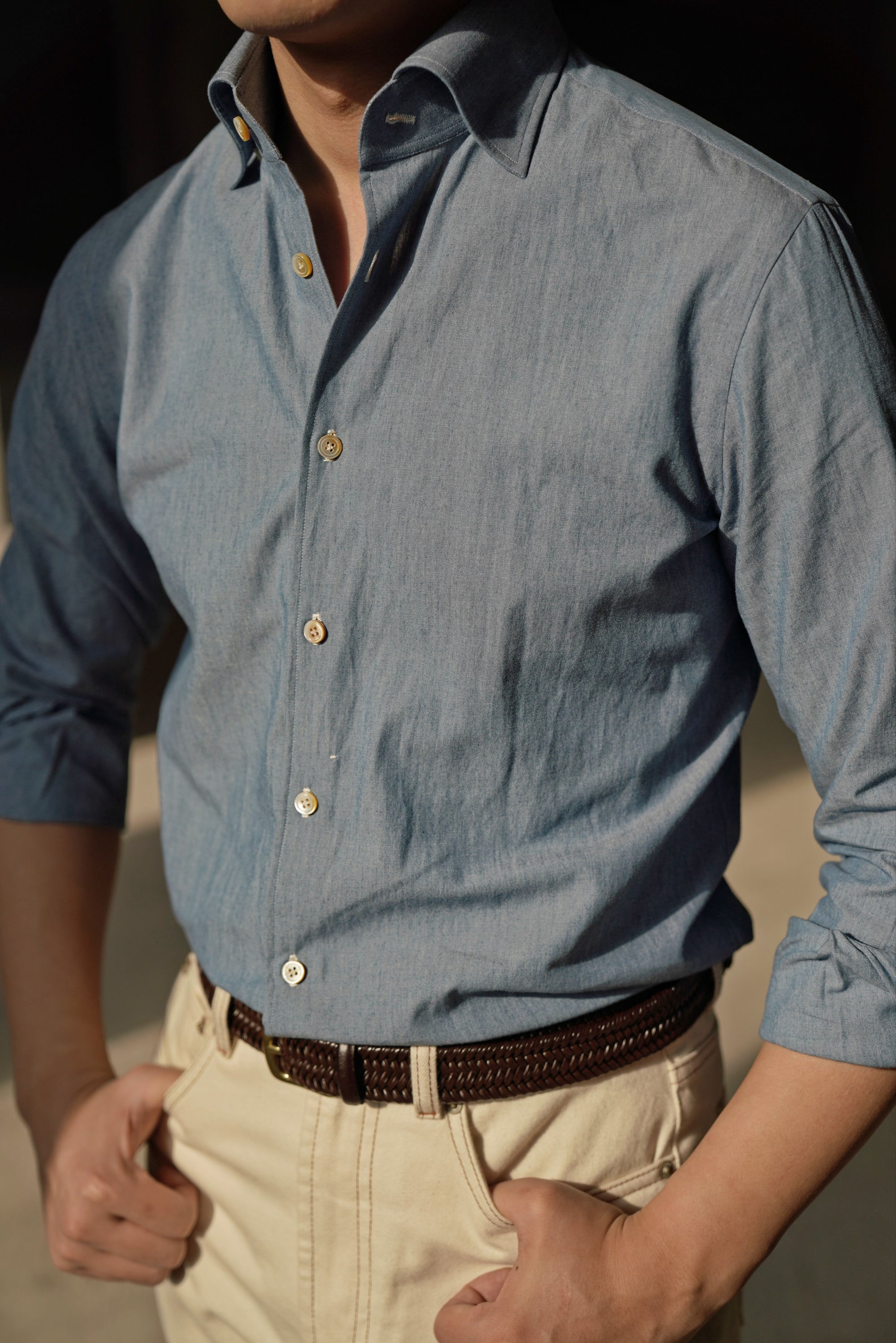 MTO Hand-stitched Washed Denim Shirt