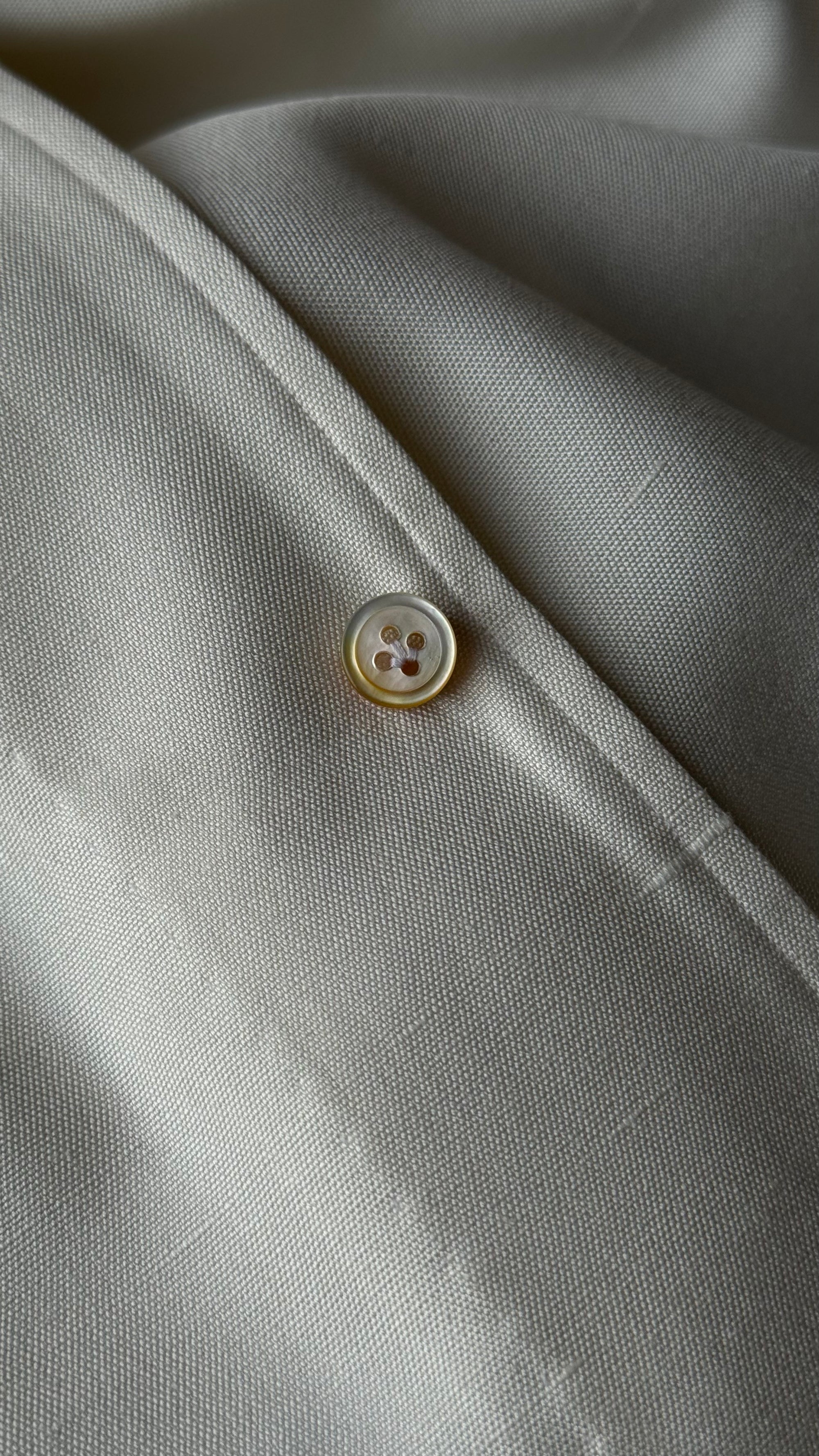 MTO Hand-stitched Beige One Piece Collar Dupioni Silk Shirt