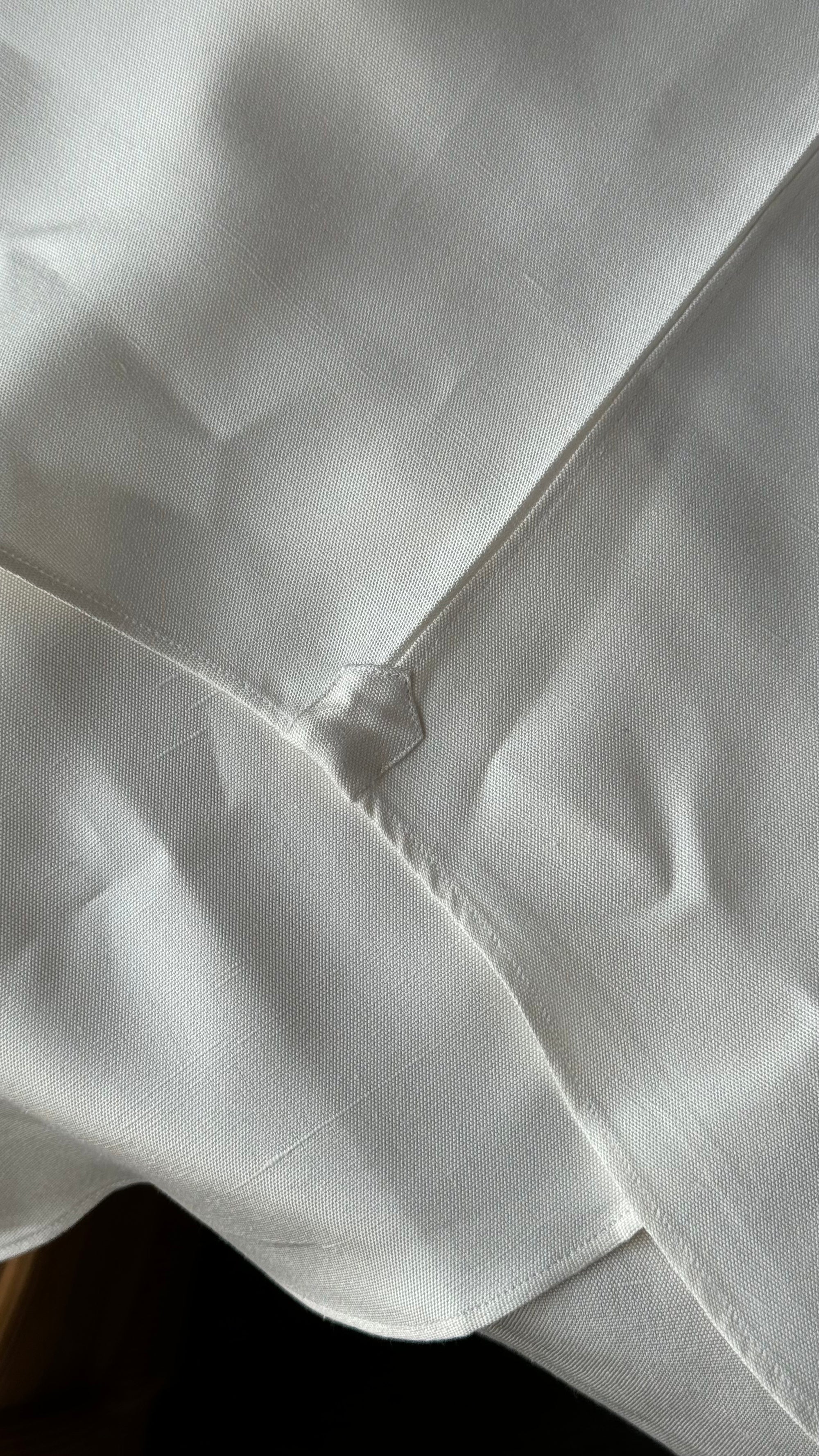 MTO Hand-stitched Beige One Piece Collar Dupioni Silk Shirt