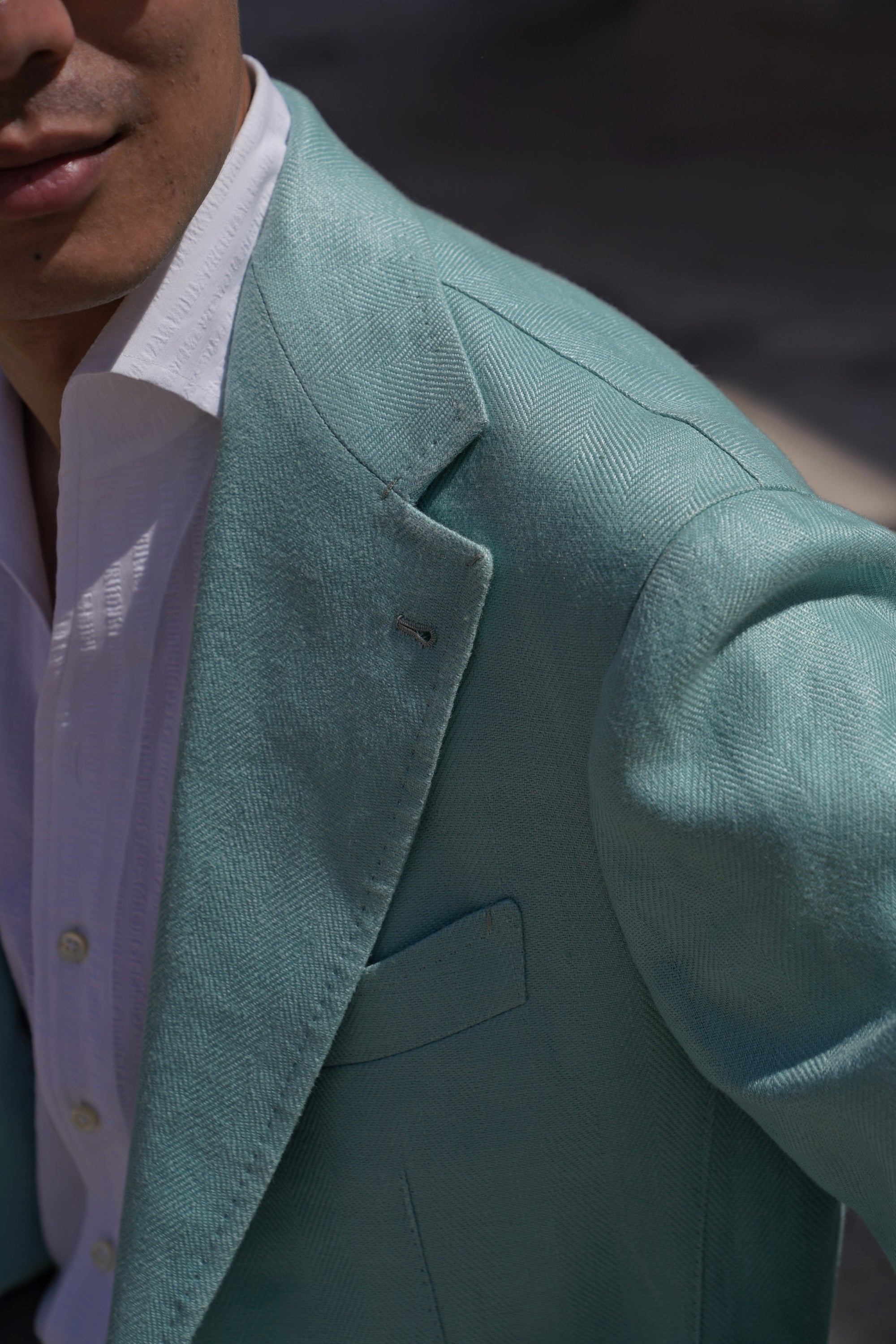 MTO Mint Linen Herringbone Jacket #56