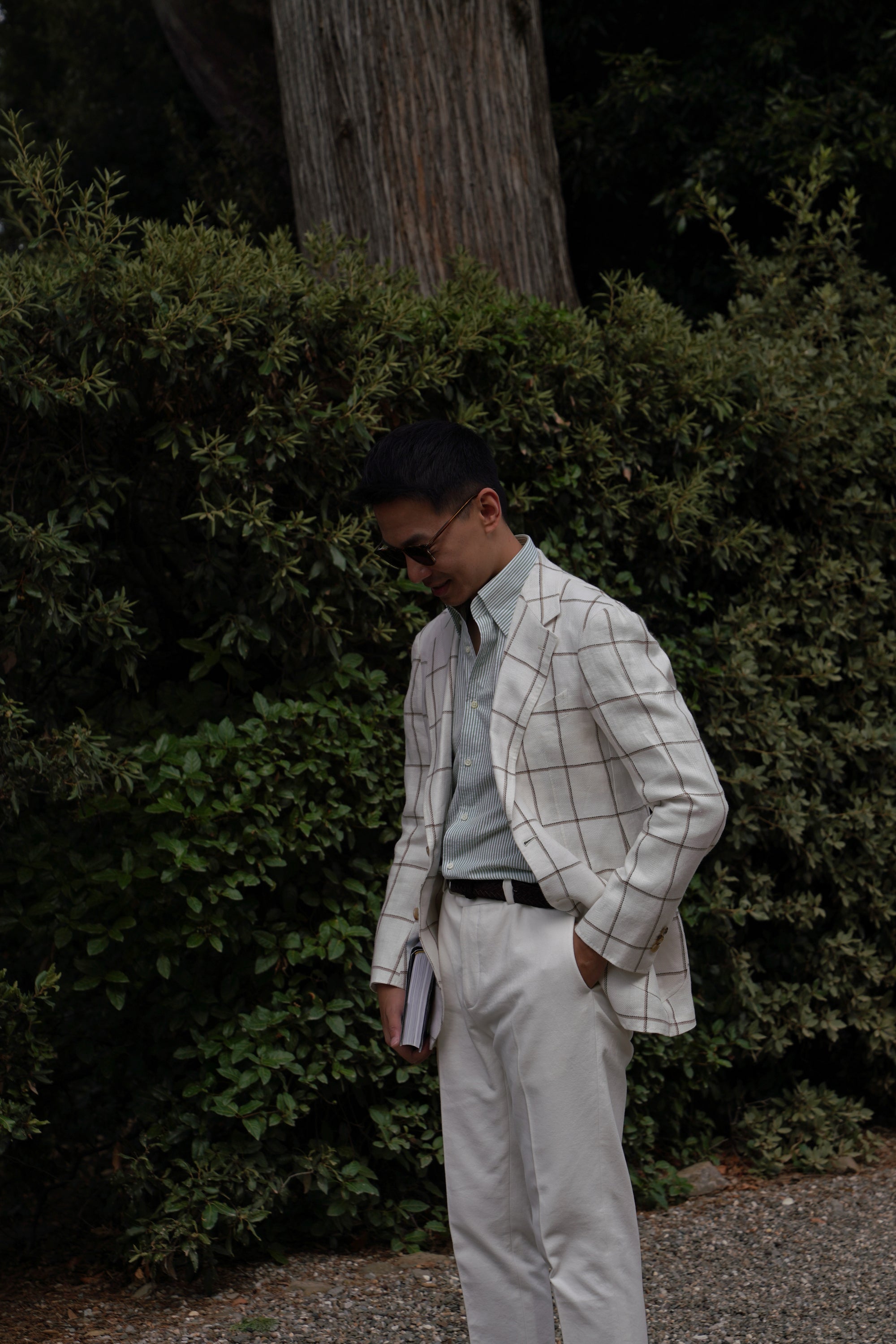 Beige Windowpane Linen Jacket #52
