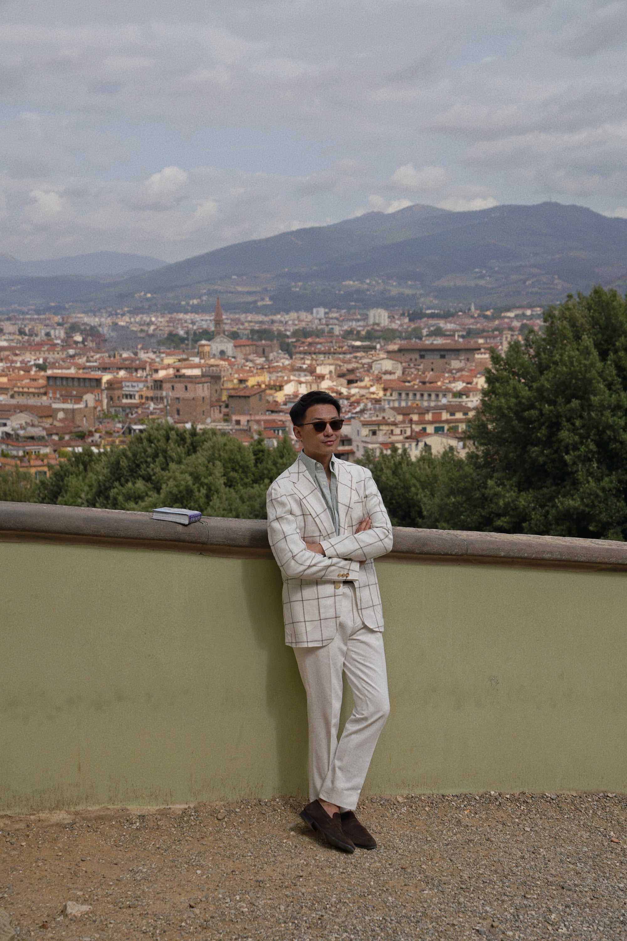 Beige Windowpane Linen Jacket #52