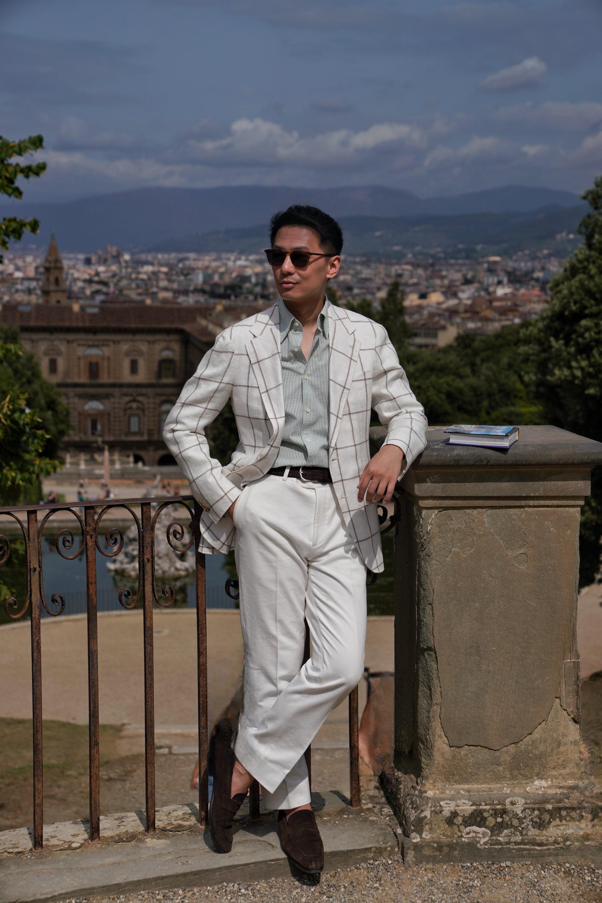 Beige Windowpane Linen Jacket #52