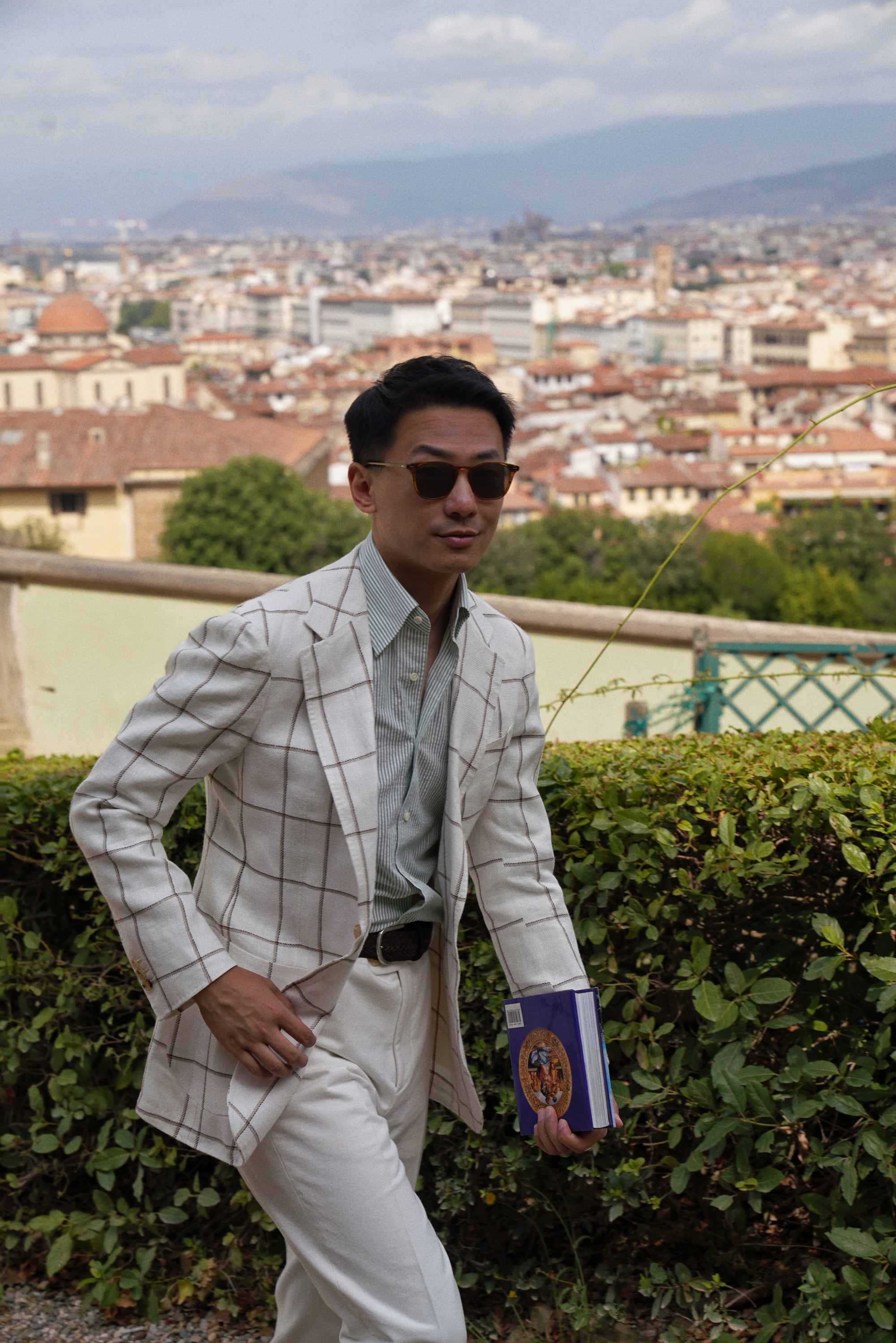 Beige Windowpane Linen Jacket #52